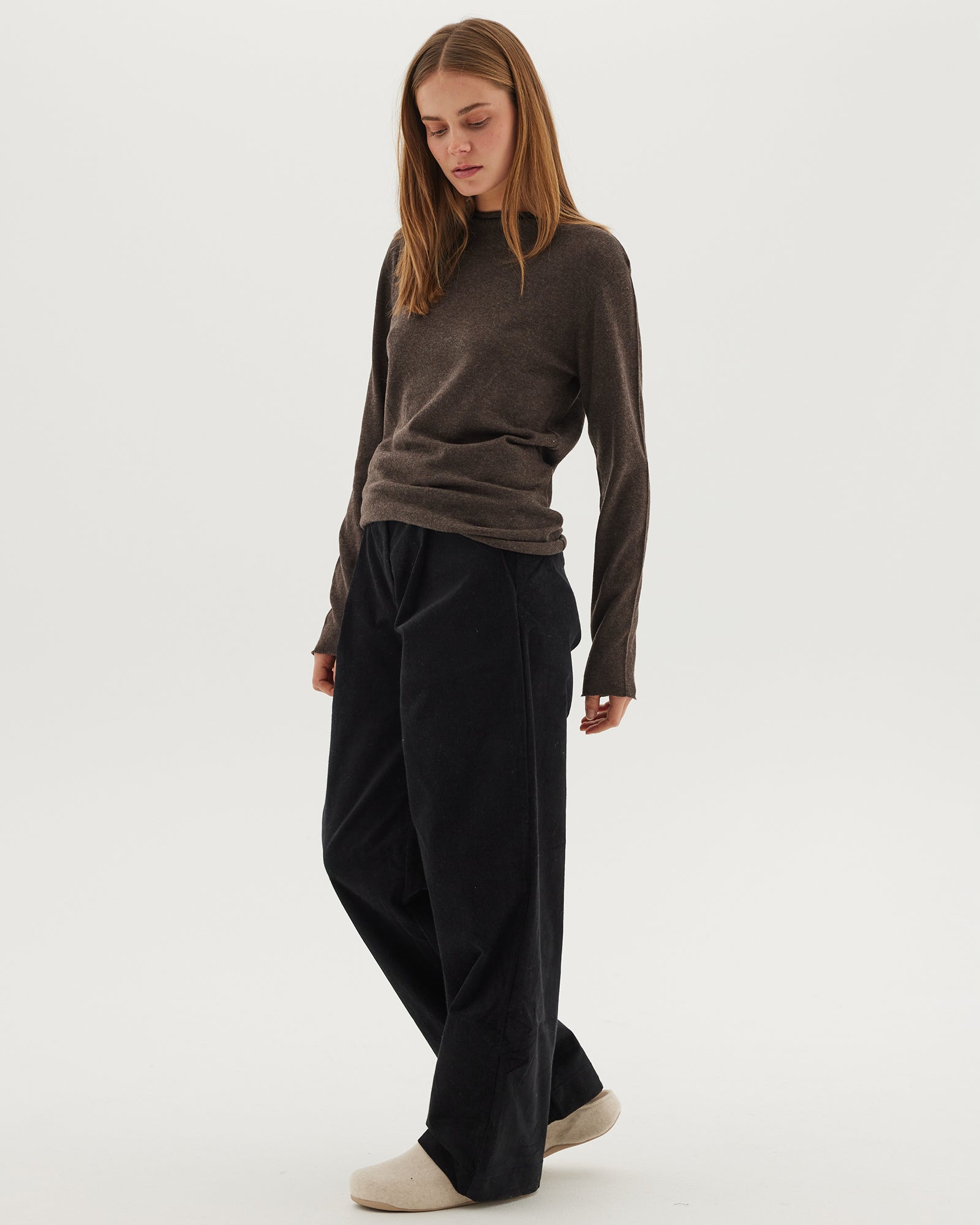 The Corduroy Tailored Pant | Black - Cloth & Co - stride