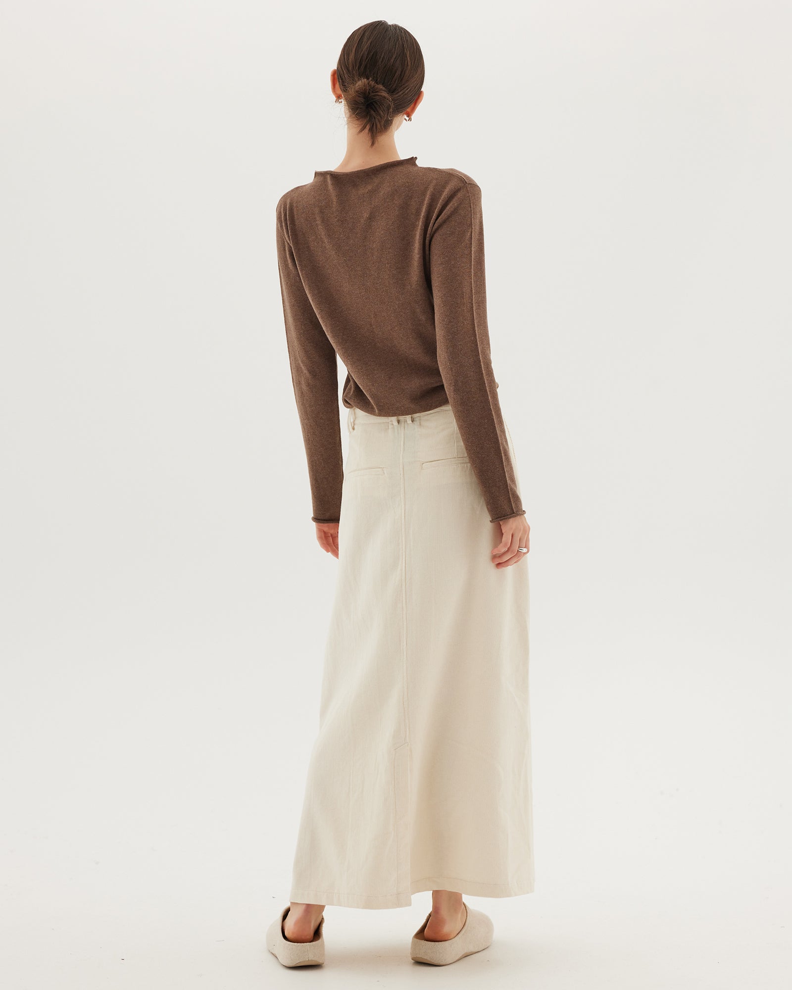 The Corduroy Tailored Skirt | Winter White - Cloth & Co - stride