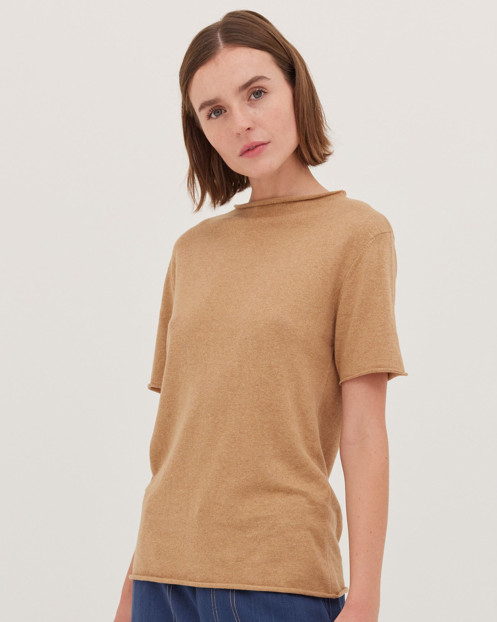 The Funnel Neck Tee | Raffia - Cloth & Co - stride