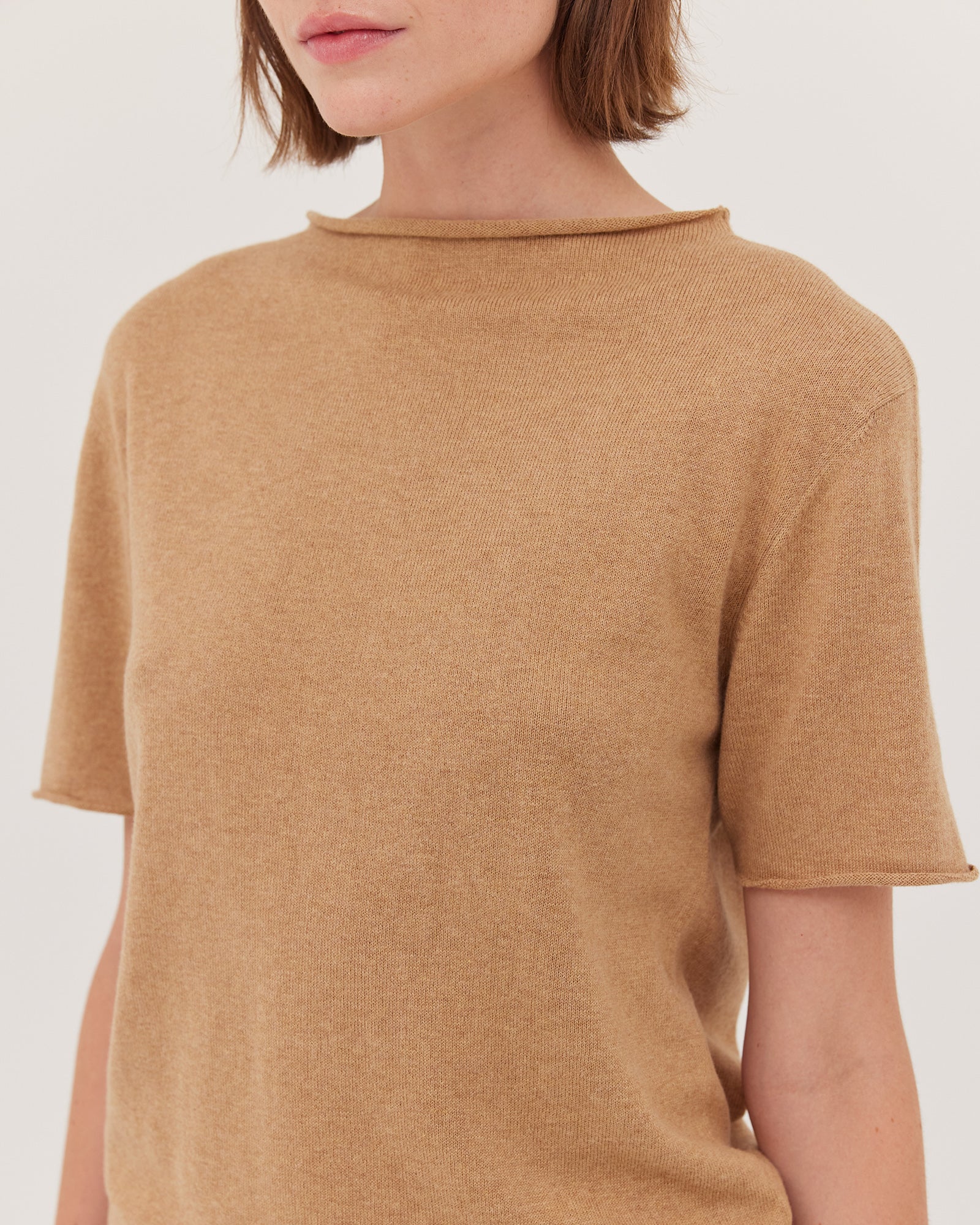 The Funnel Neck Tee | Raffia - Cloth & Co - stride