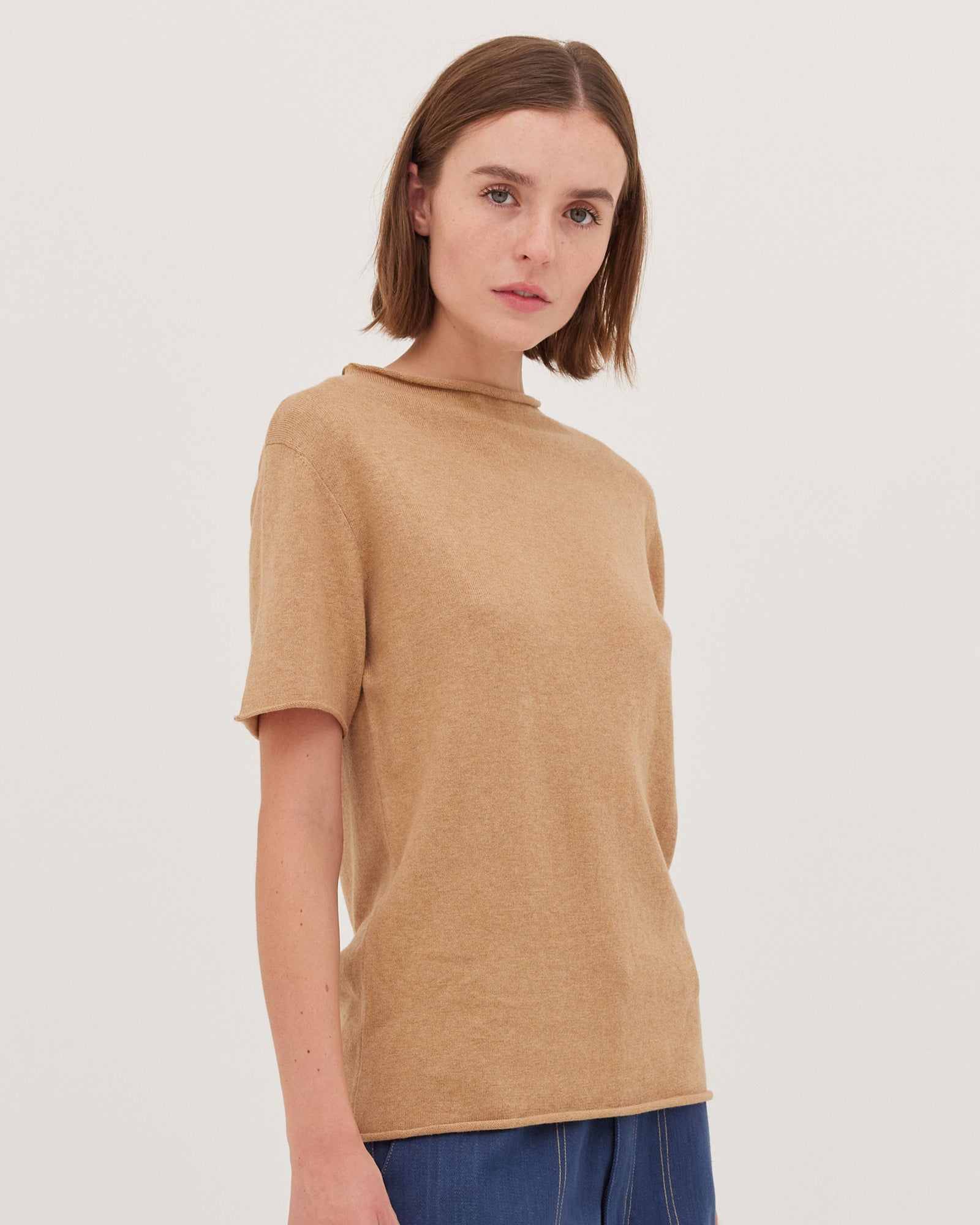 The Funnel Neck Tee | Raffia - Cloth & Co - stride