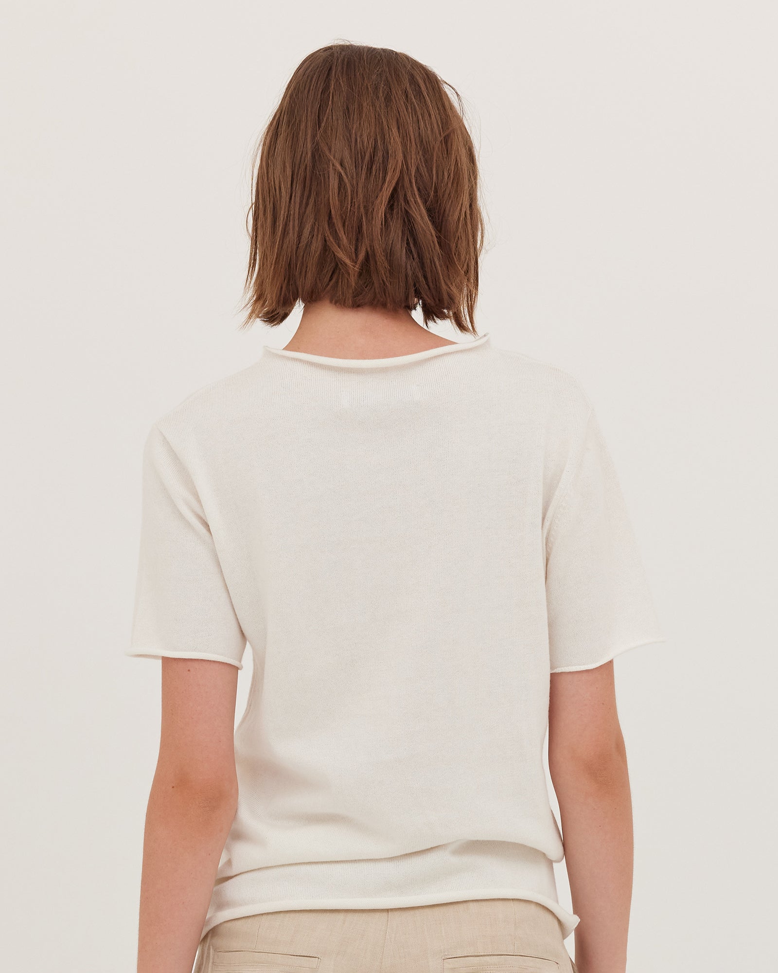 The Funnel Neck Tee | White - Cloth & Co - stride