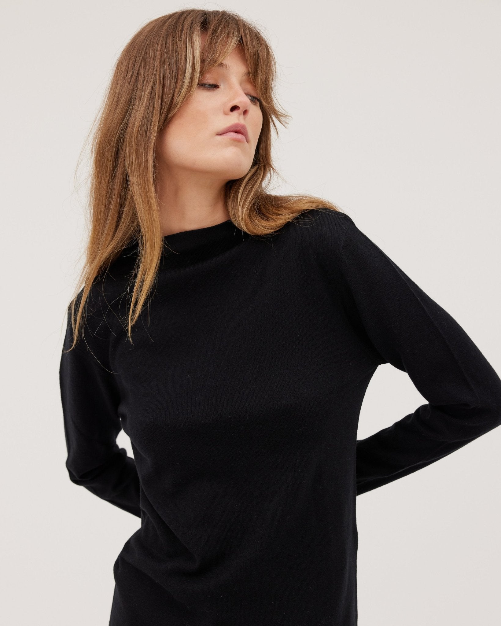 The Funnel Neck Top | Black - Cloth & Co - stride