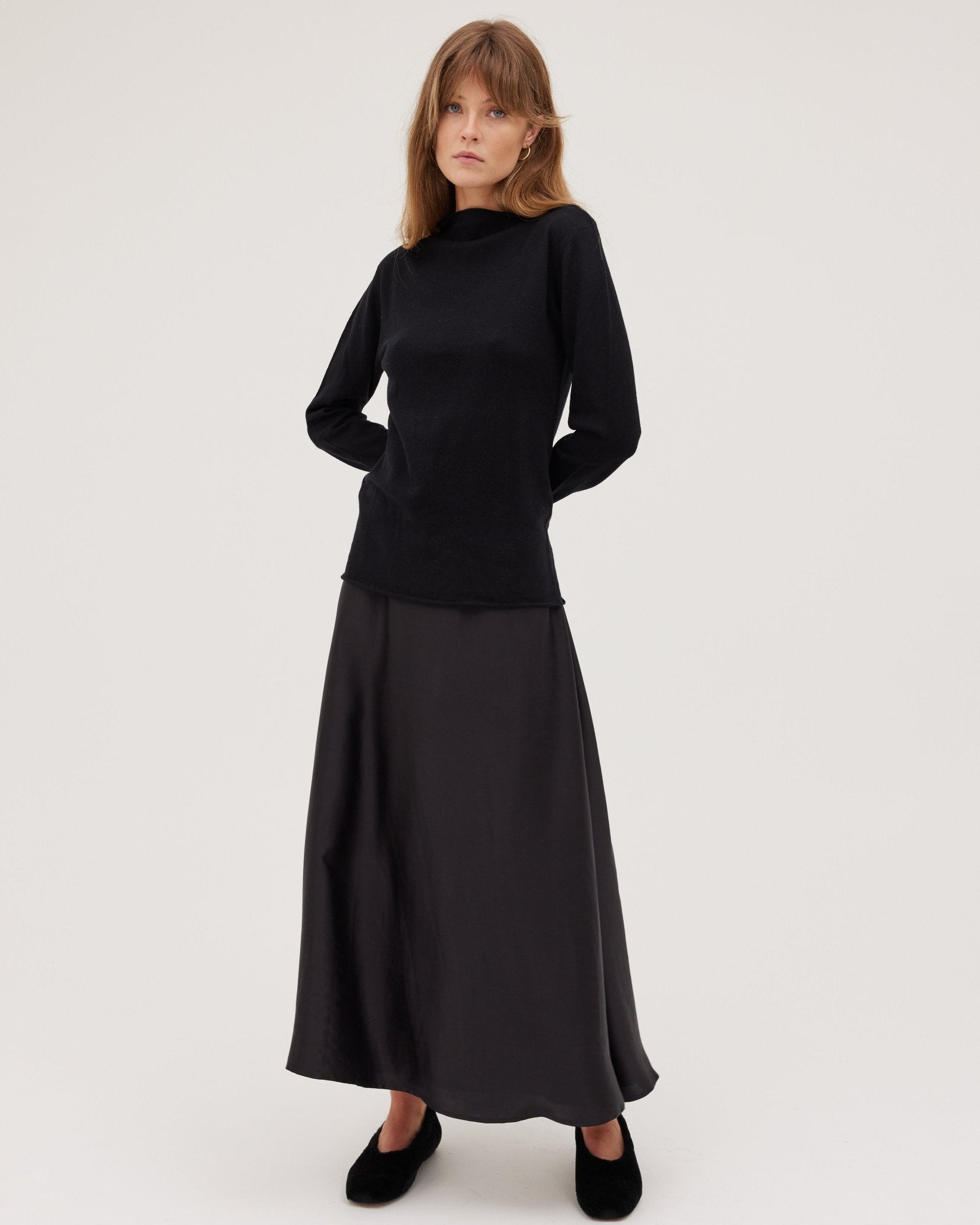 The Funnel Neck Top | Black - Cloth & Co - stride