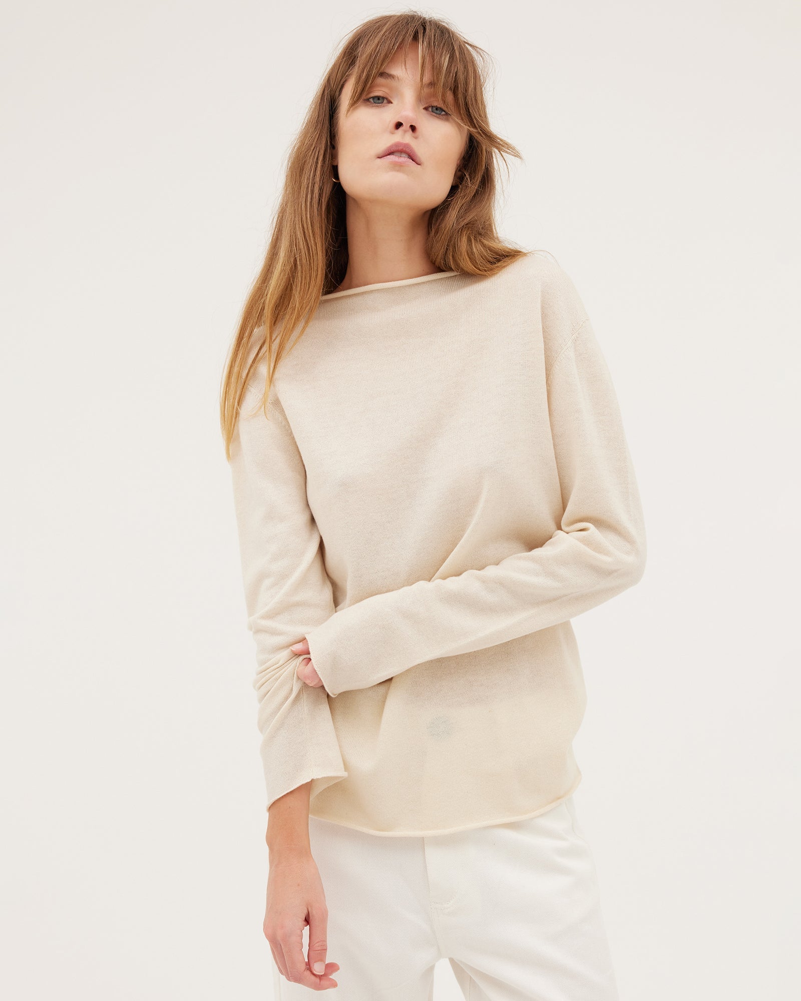 The Funnel Neck Top | Cream - Cloth & Co - stride