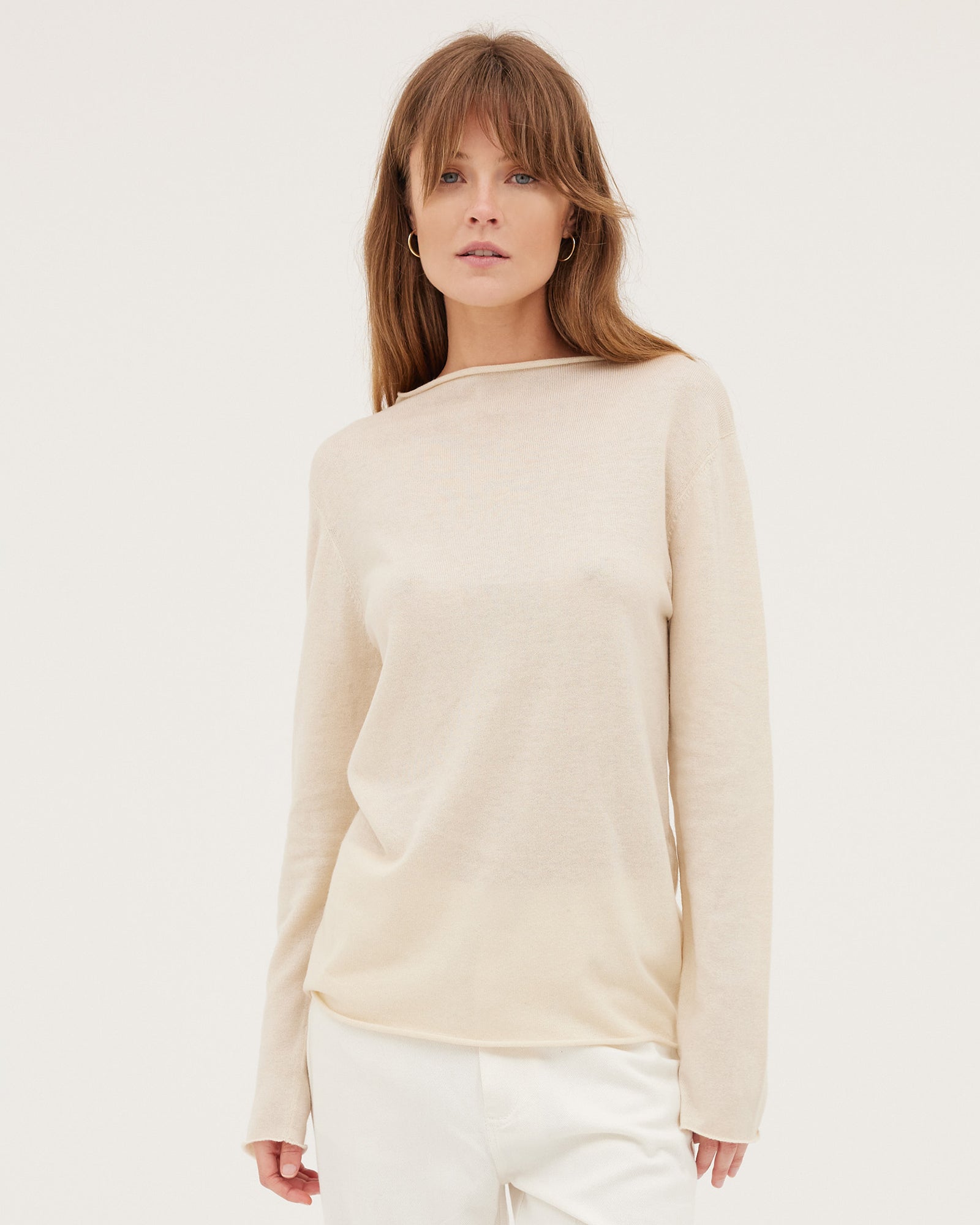 The Funnel Neck Top | Cream - Cloth & Co - stride