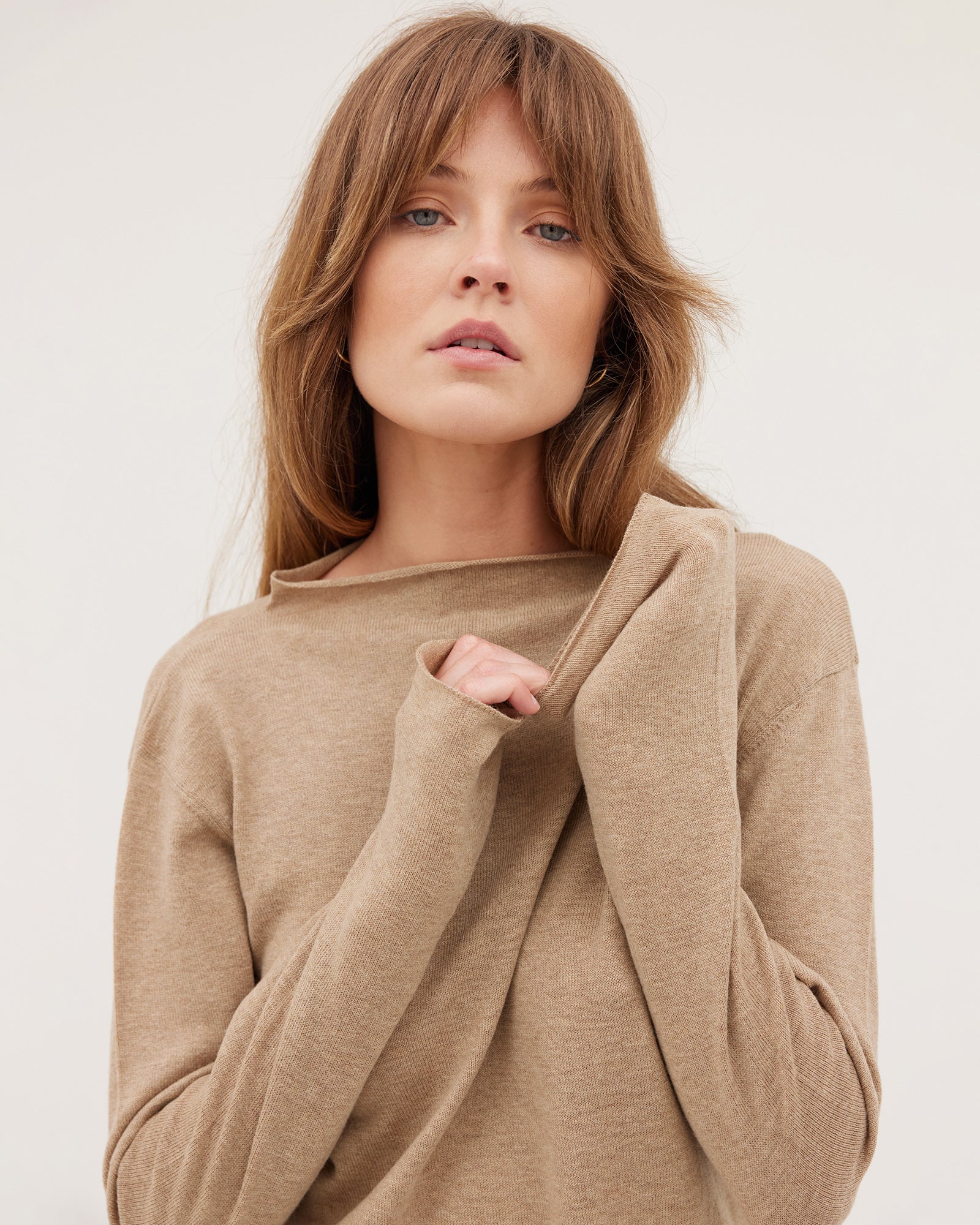 The Funnel Neck Top | Oatmeal - Cloth & Co - stride