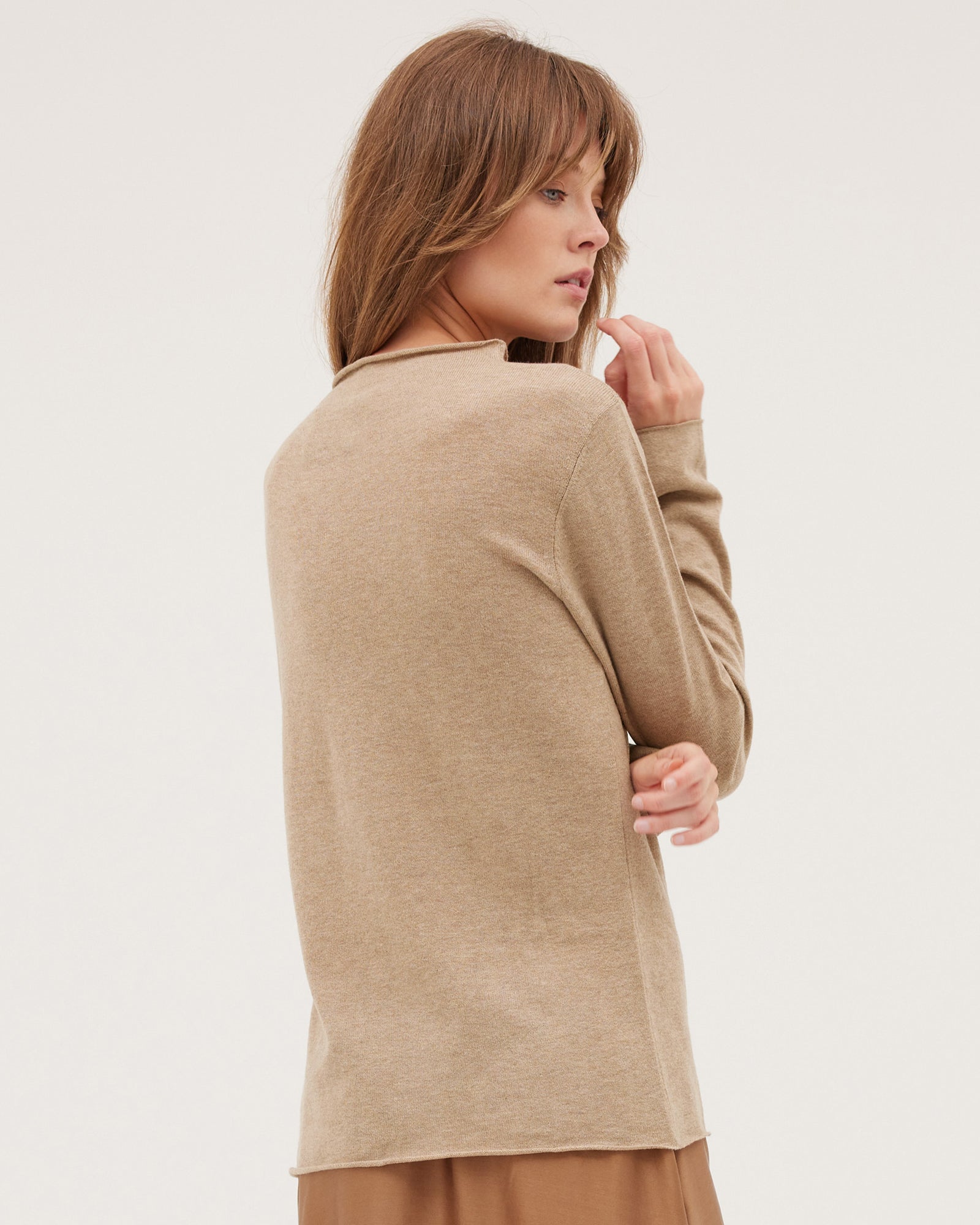 The Funnel Neck Top | Oatmeal - Cloth & Co - stride