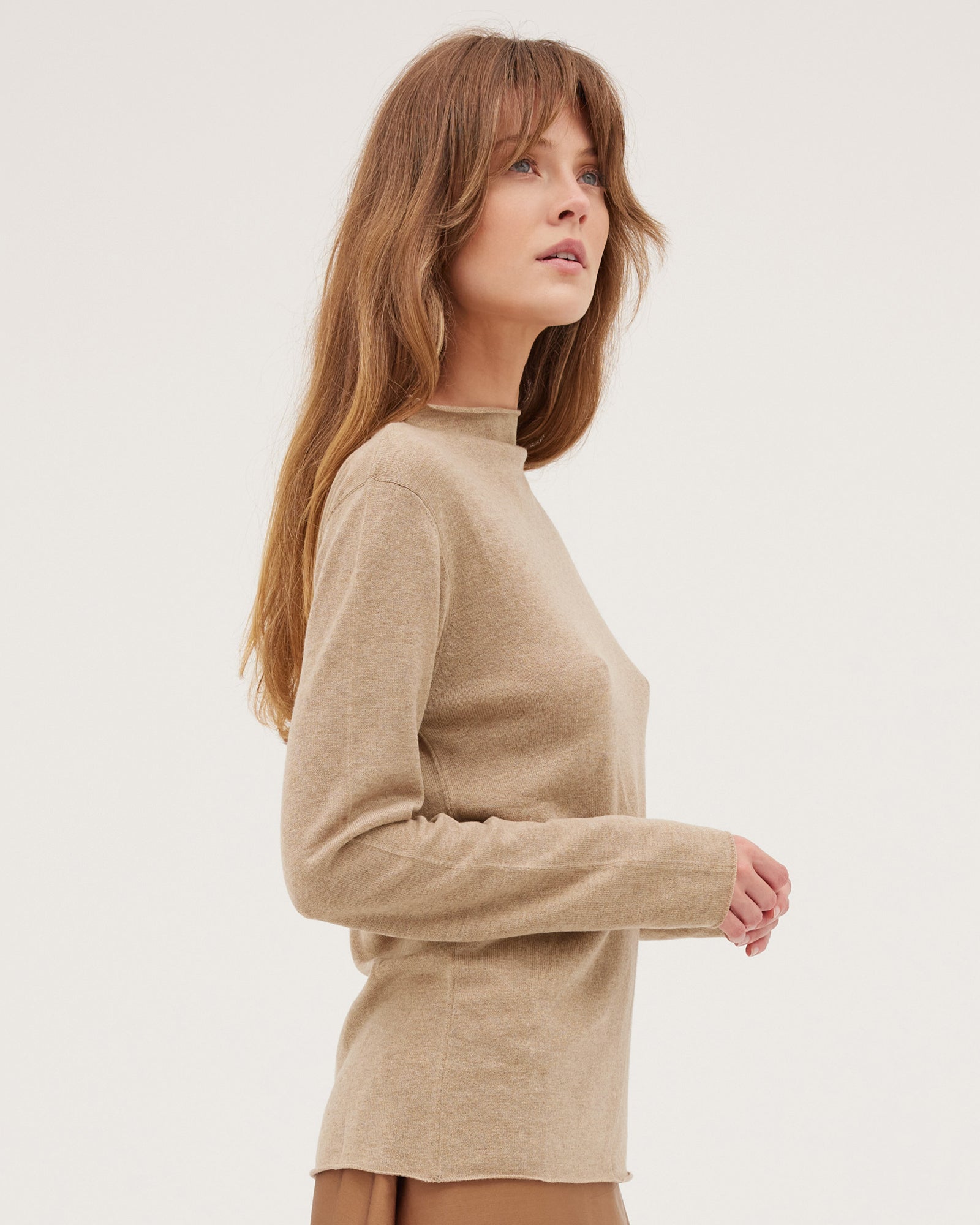 The Funnel Neck Top | Oatmeal - Cloth & Co - stride