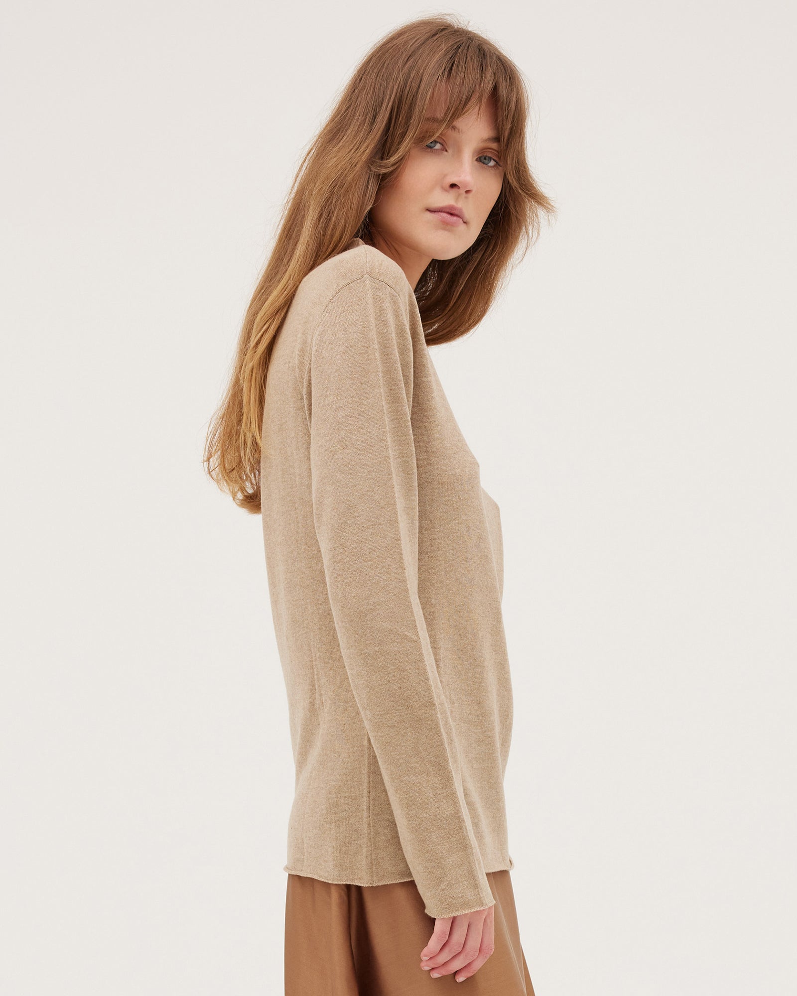 The Funnel Neck Top | Oatmeal - Cloth & Co - stride