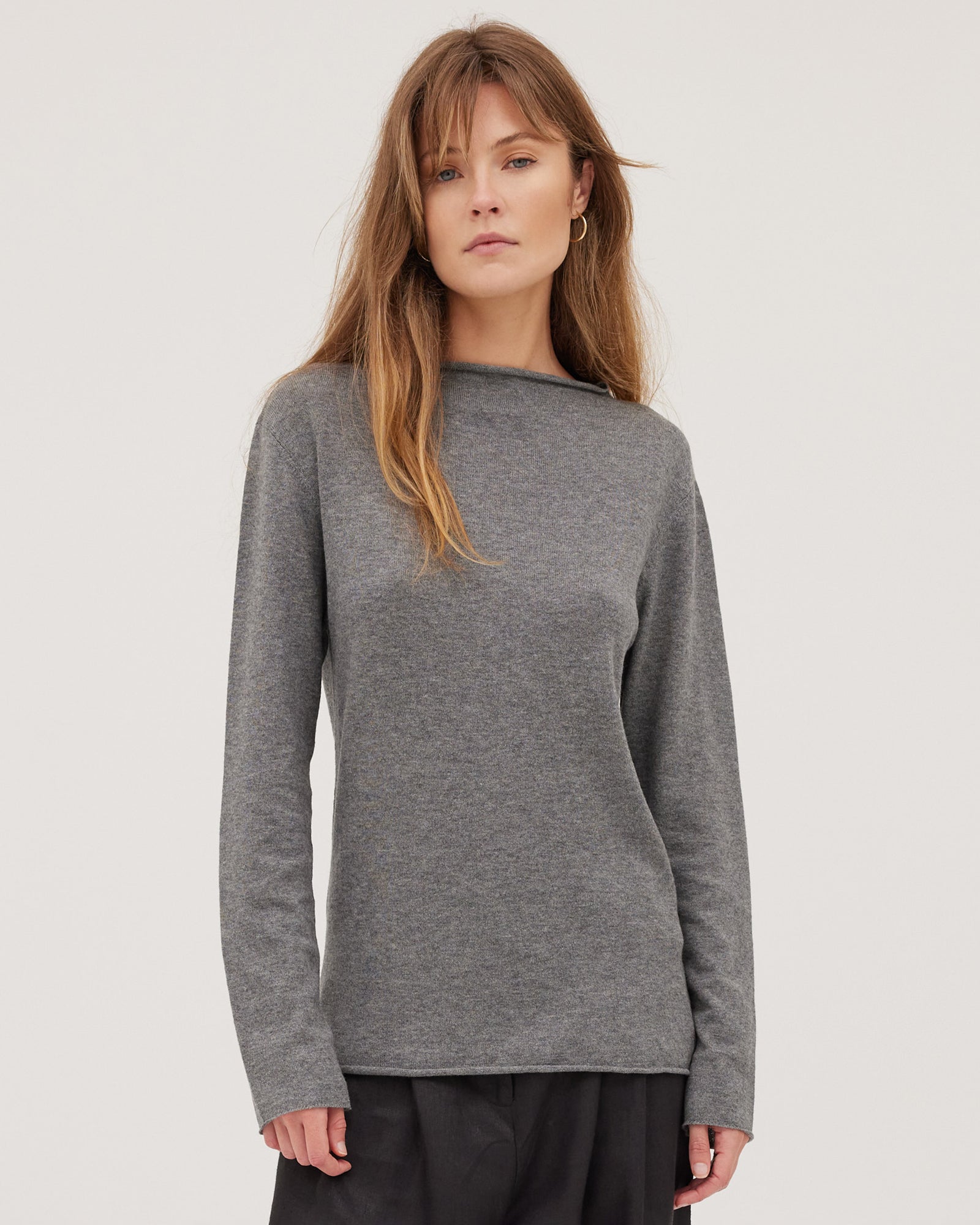 The Funnel Neck Top | Slate - Cloth & Co - stride