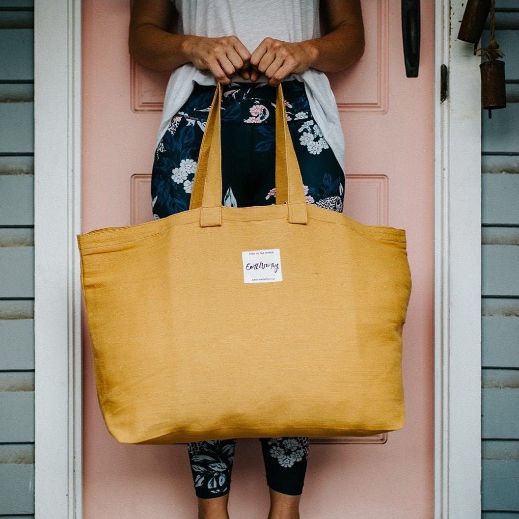 The Hauler Bag | Eco - Friendly Jute Cotton Canvas - Earth Worthy - stride