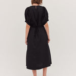 The Puff Sleeve Midi Dress | Black - Cloth & Co - stride