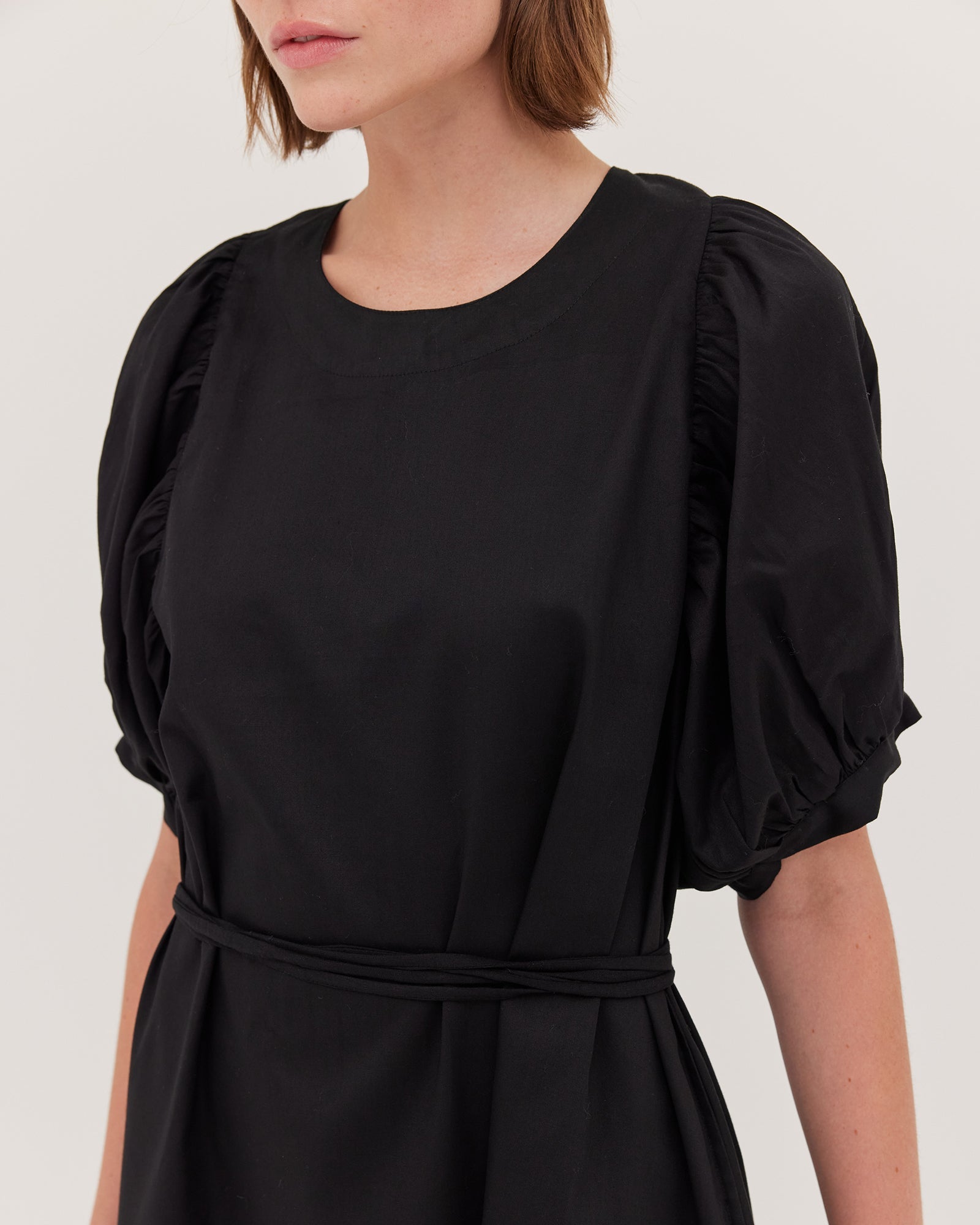 The Puff Sleeve Mini Dress | Black - Cloth & Co - stride