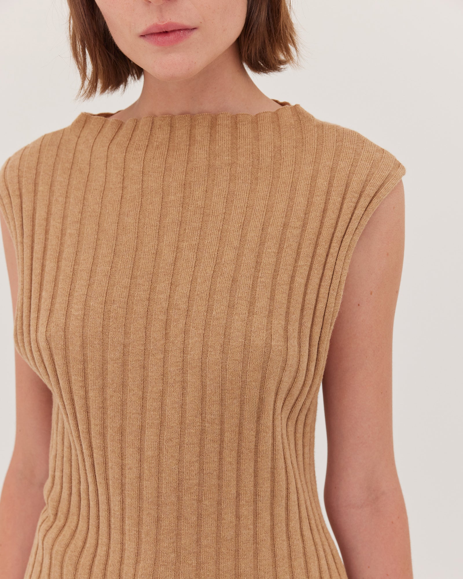 The Rib Funnel Neck Tank | Raffia - Cloth & Co - stride