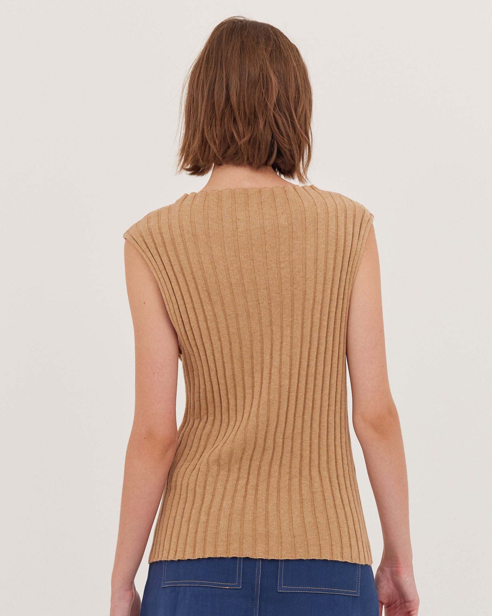 The Rib Funnel Neck Tank | Raffia - Cloth & Co - stride