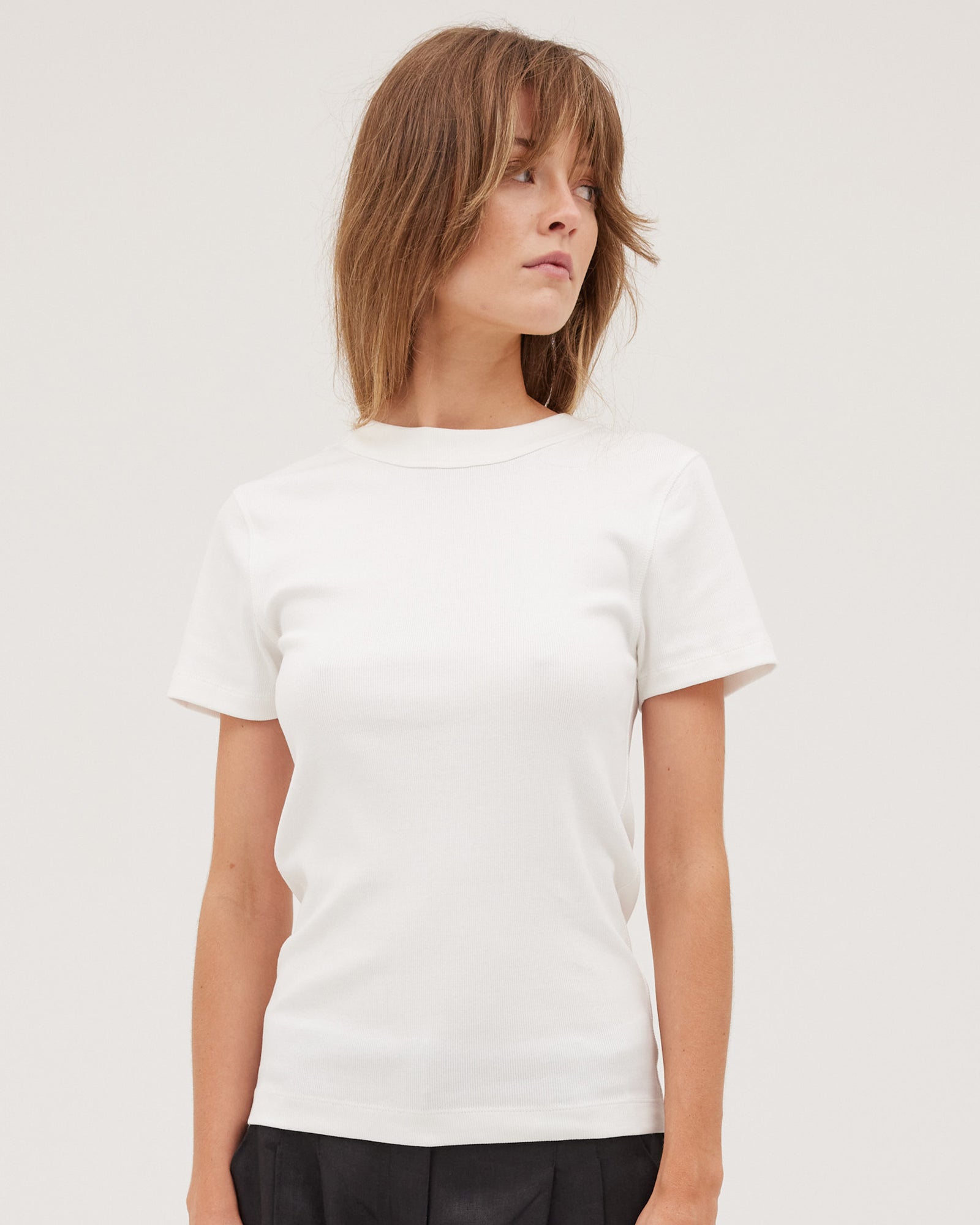 The Rib Tee | White - Cloth & Co - stride