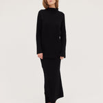 The Ribbed A Line Skirt | Black - Cloth & Co - stride