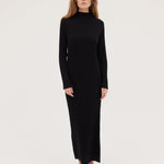 The Ribbed Funnel Dress | Black - Cloth & Co - stride