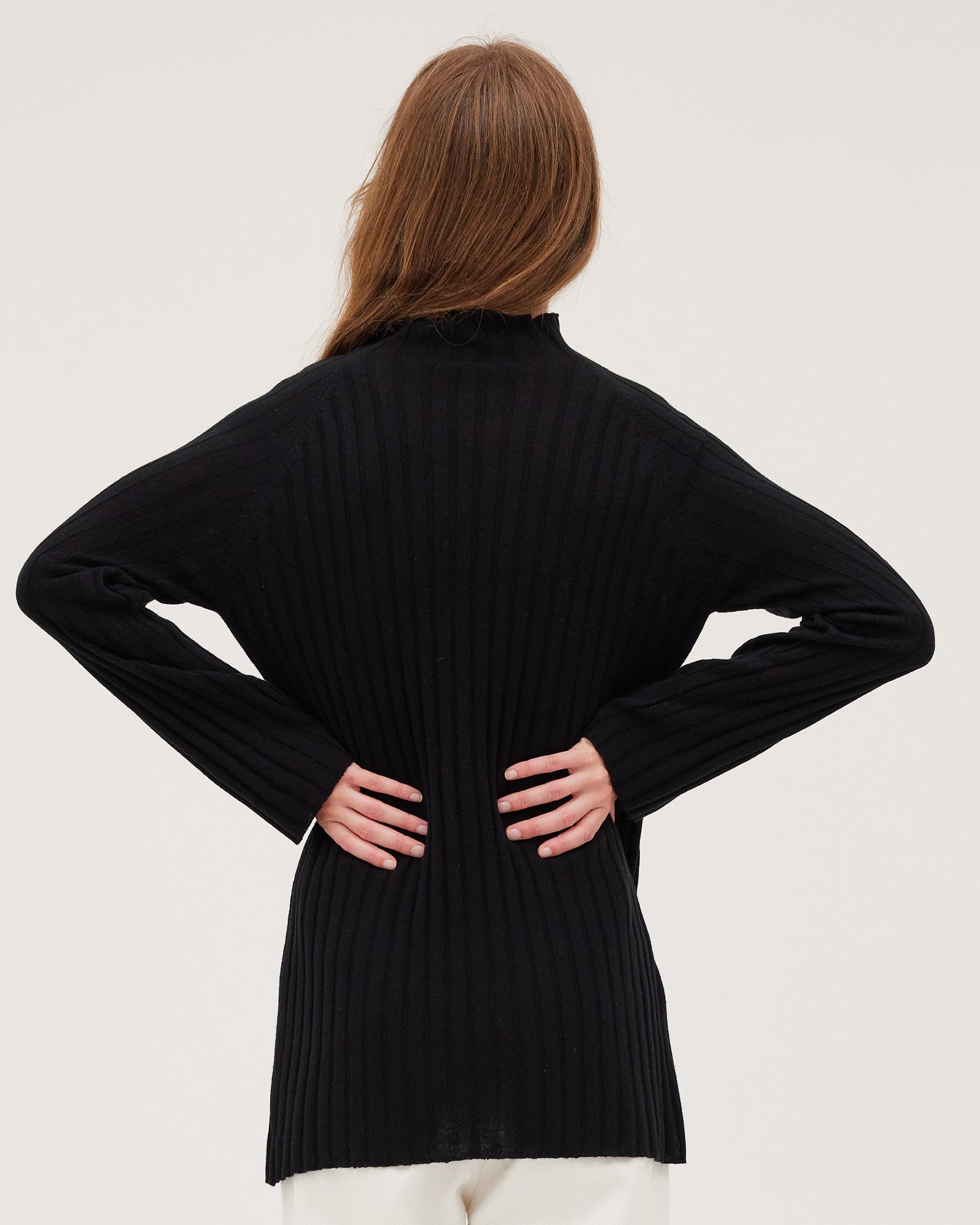 The Ribbed Funnel Sweater | Black - Cloth & Co - stride