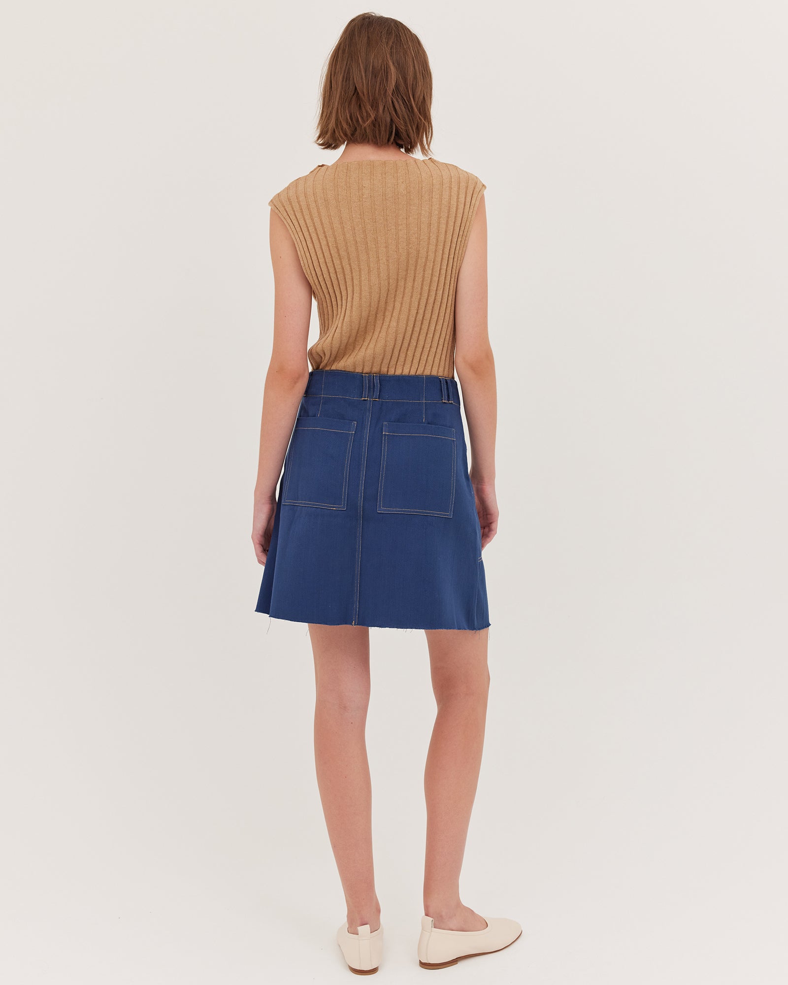 The Short Denim Skirt | Dark Indigo - Cloth & Co - stride