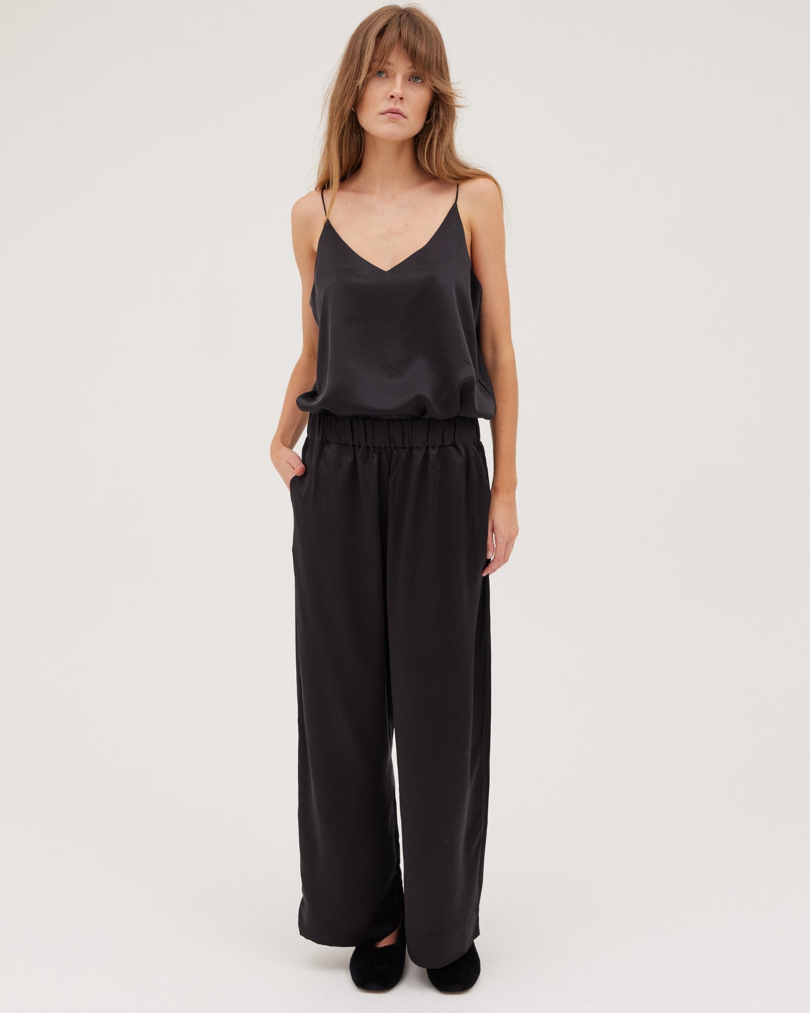 The Silk Pant | Black - Cloth & Co - stride