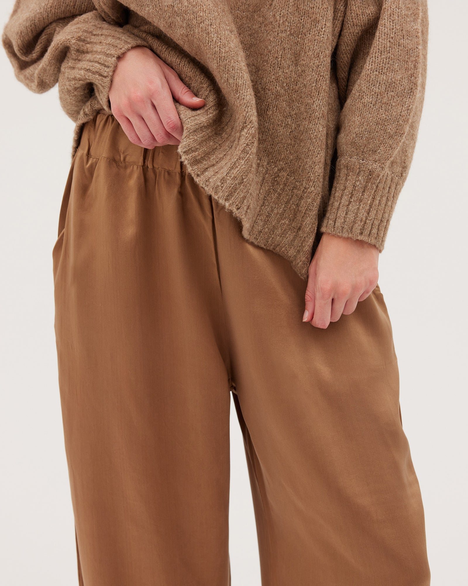 The Silk Pant | Bronze - Cloth & Co - stride