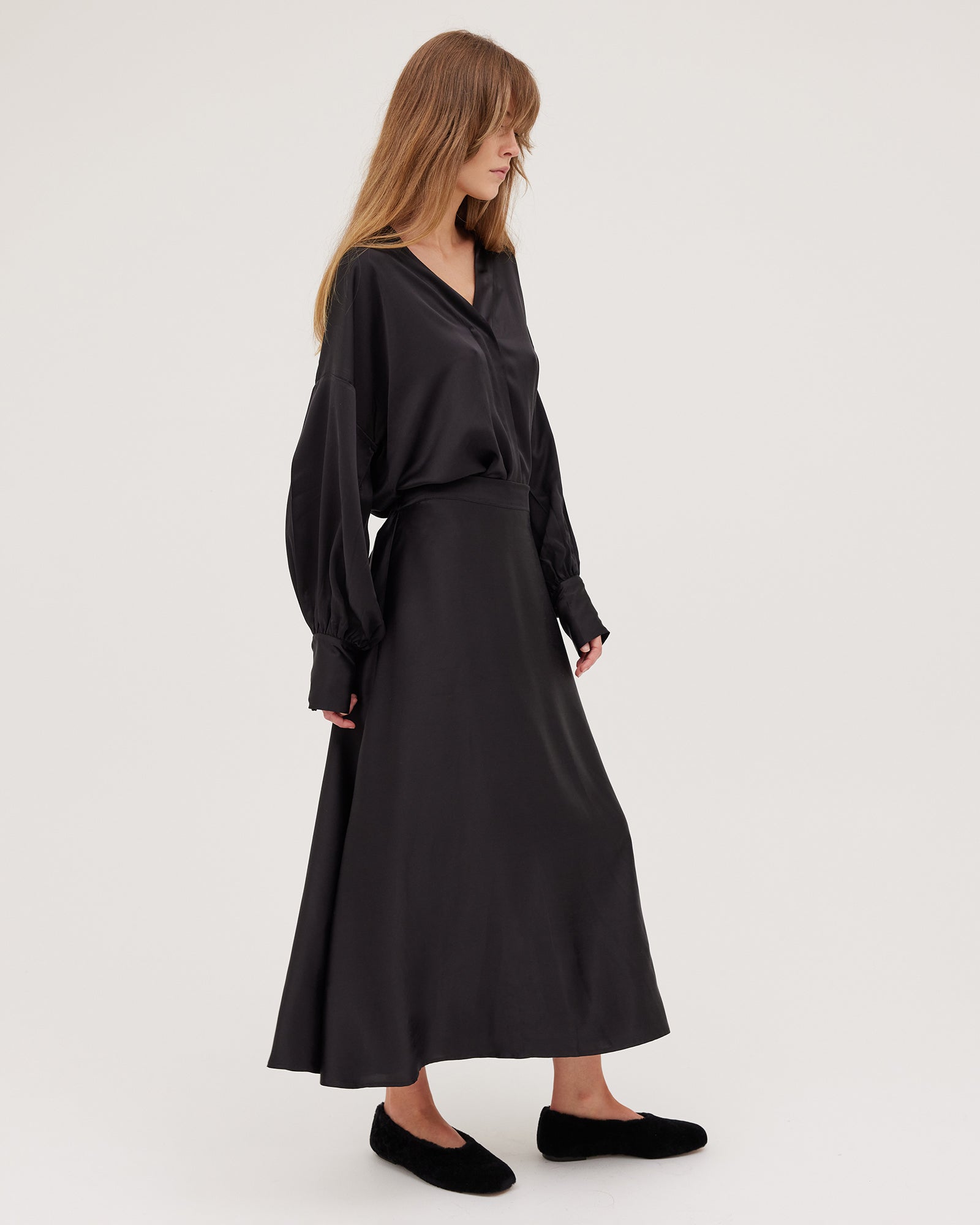 The Silk Skirt | Black - Cloth & Co - stride