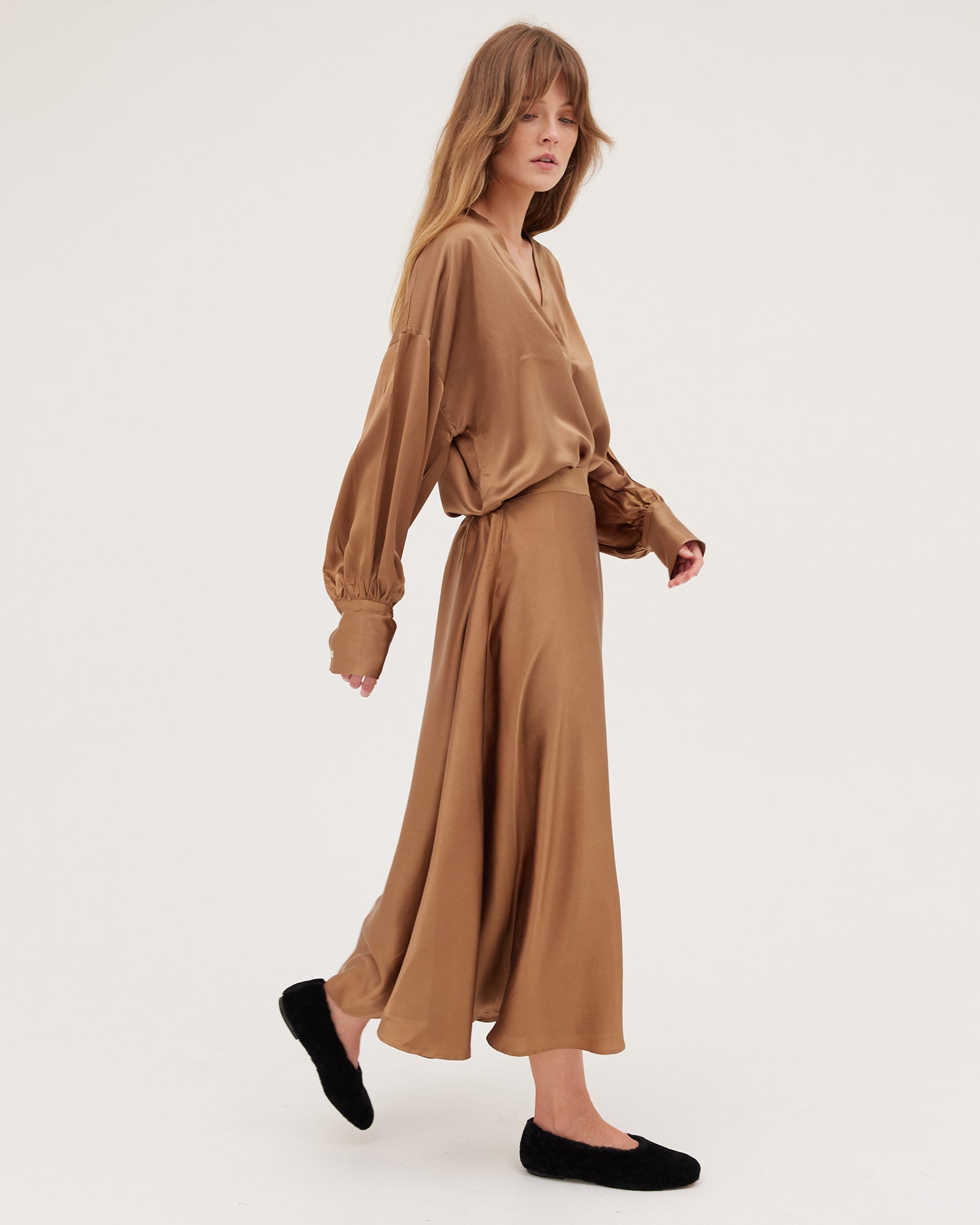 The Silk Skirt | Bronze - Cloth & Co - stride