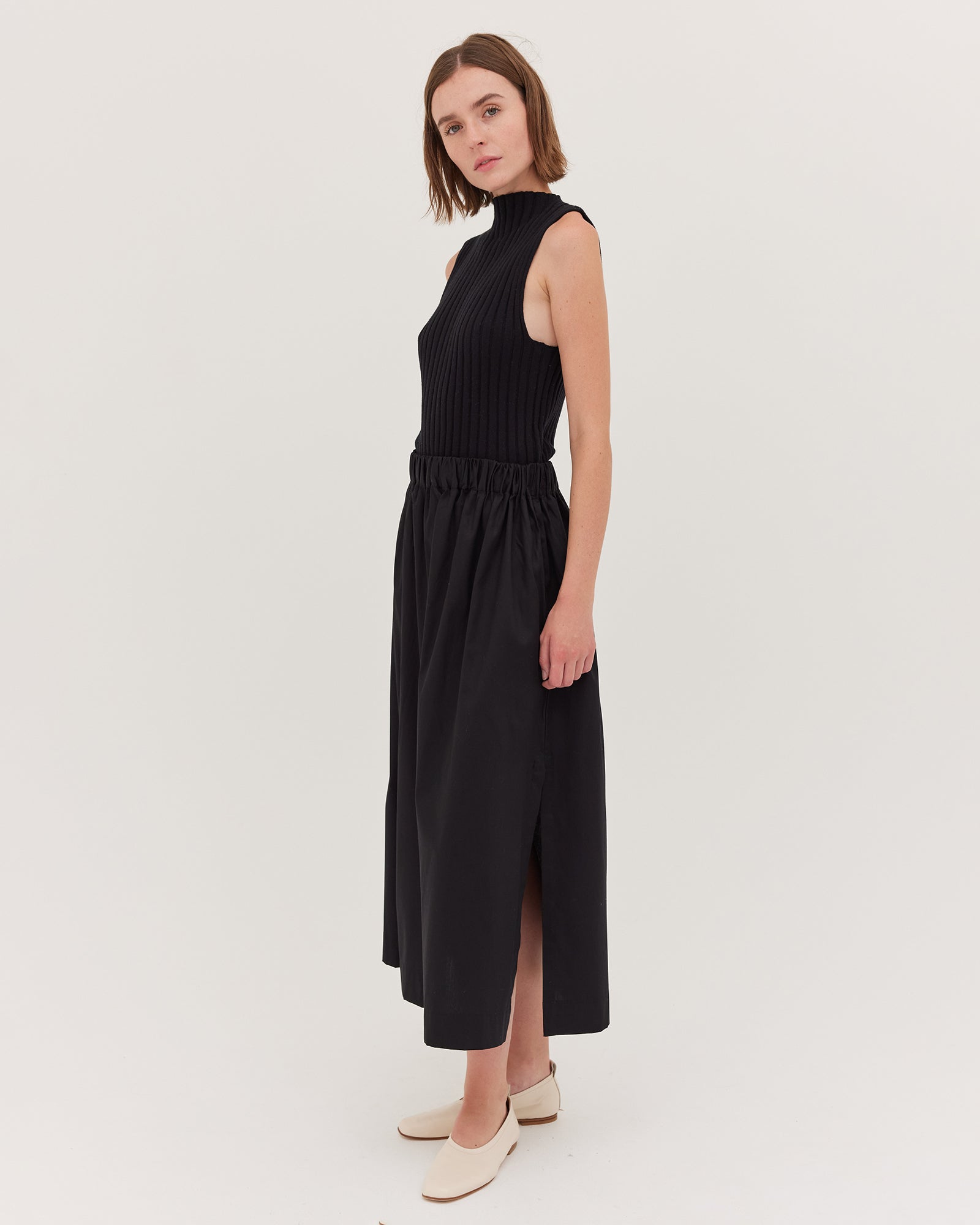 The Split Skirt | Black - Cloth & Co - stride