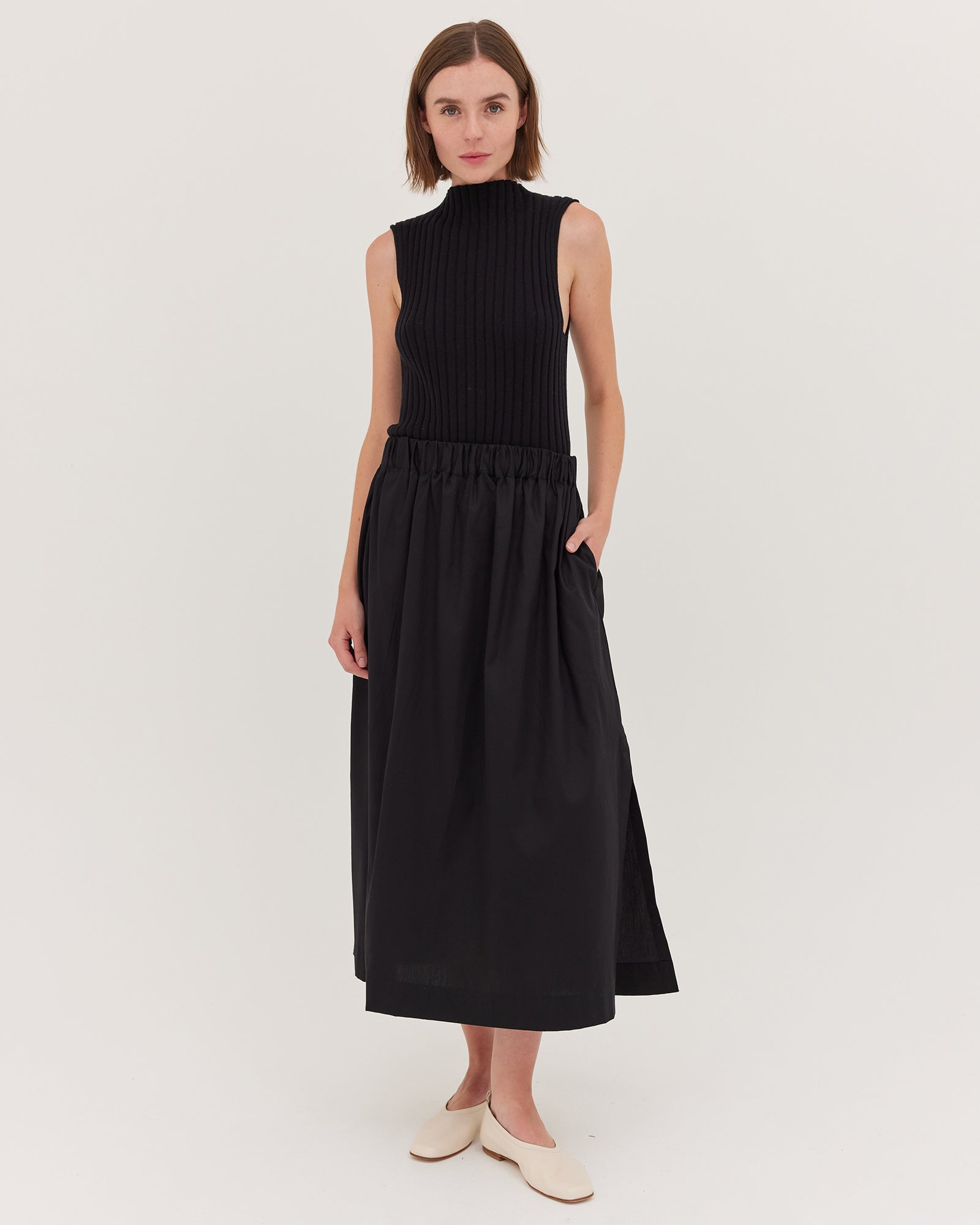 The Split Skirt | Black - Cloth & Co - stride