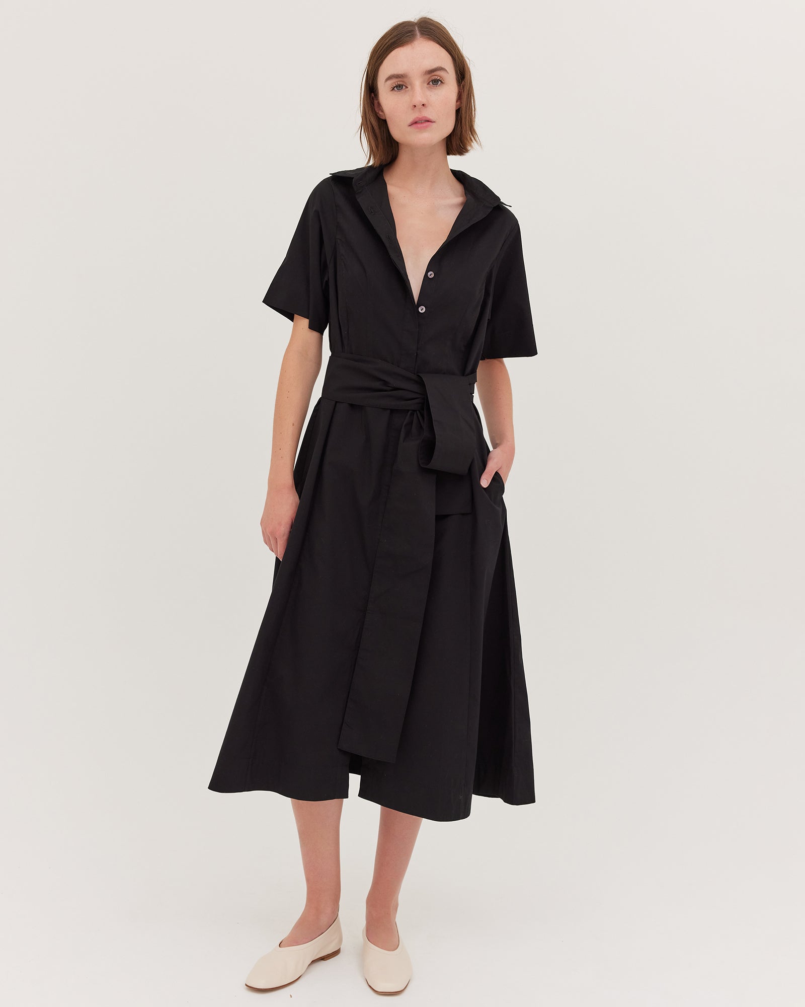 The Tailored Shirt Dress | Black - Cloth & Co - stride