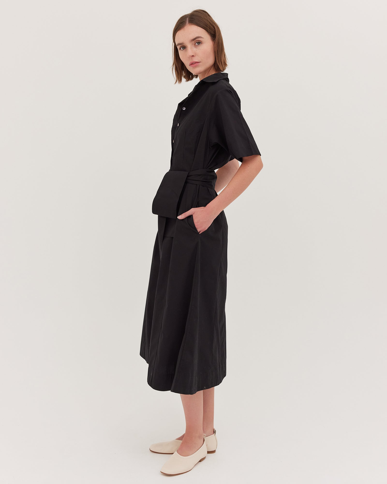 The Tailored Shirt Dress | Black - Cloth & Co - stride