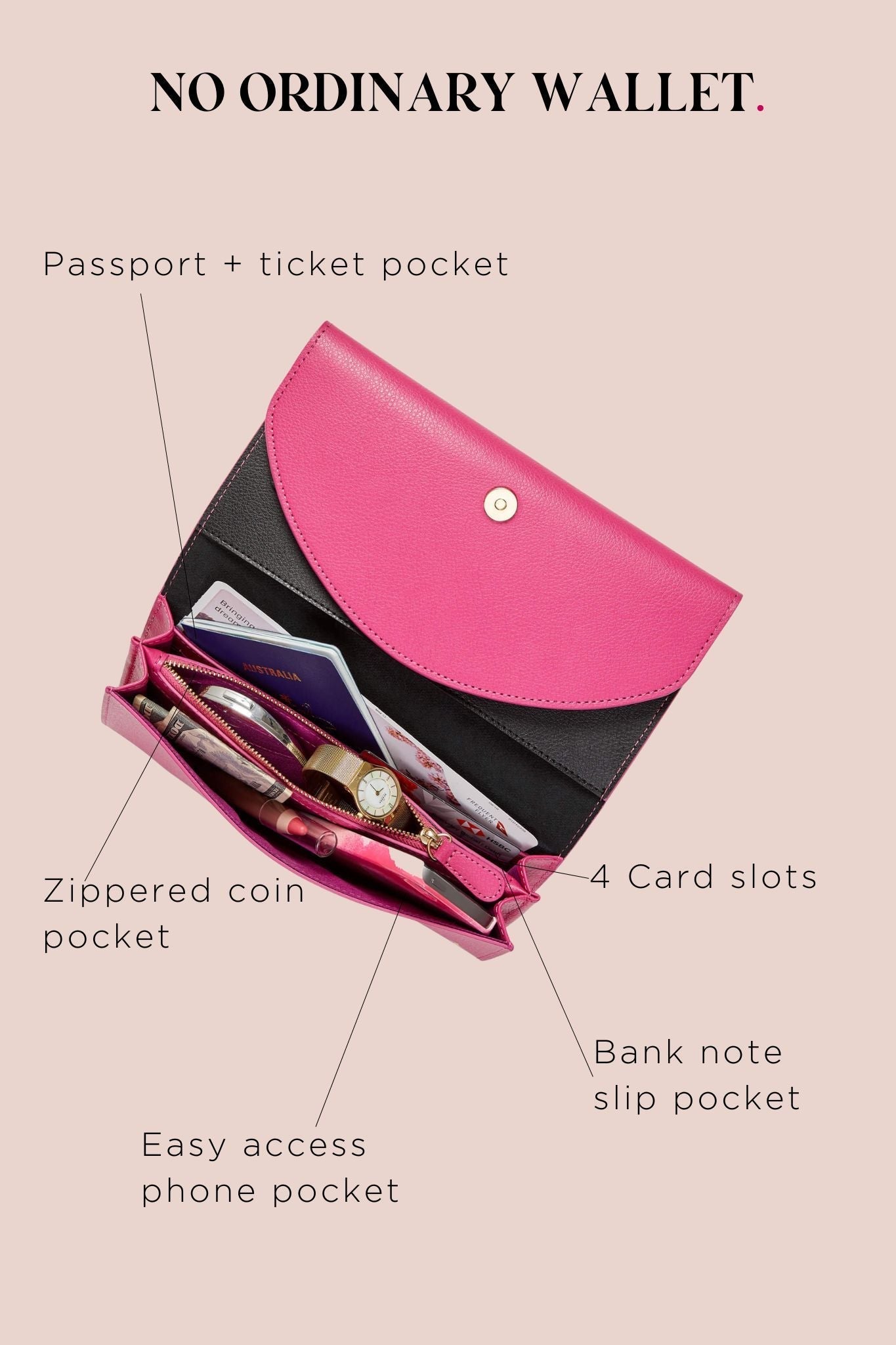 Travel Wallet Set on Chain Pink - The Elsewhere Co - stride