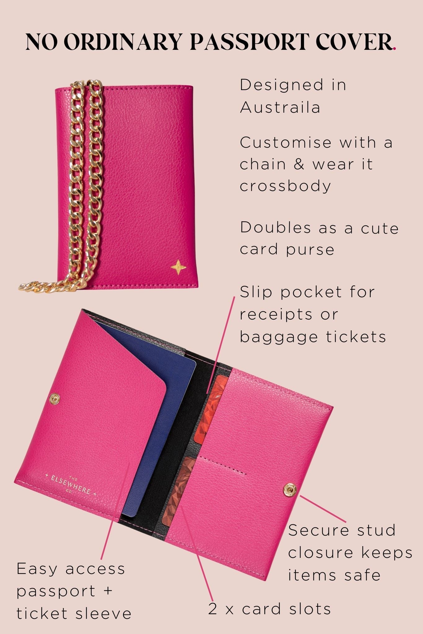 Travel Wallet Set on Chain Pink - The Elsewhere Co - stride