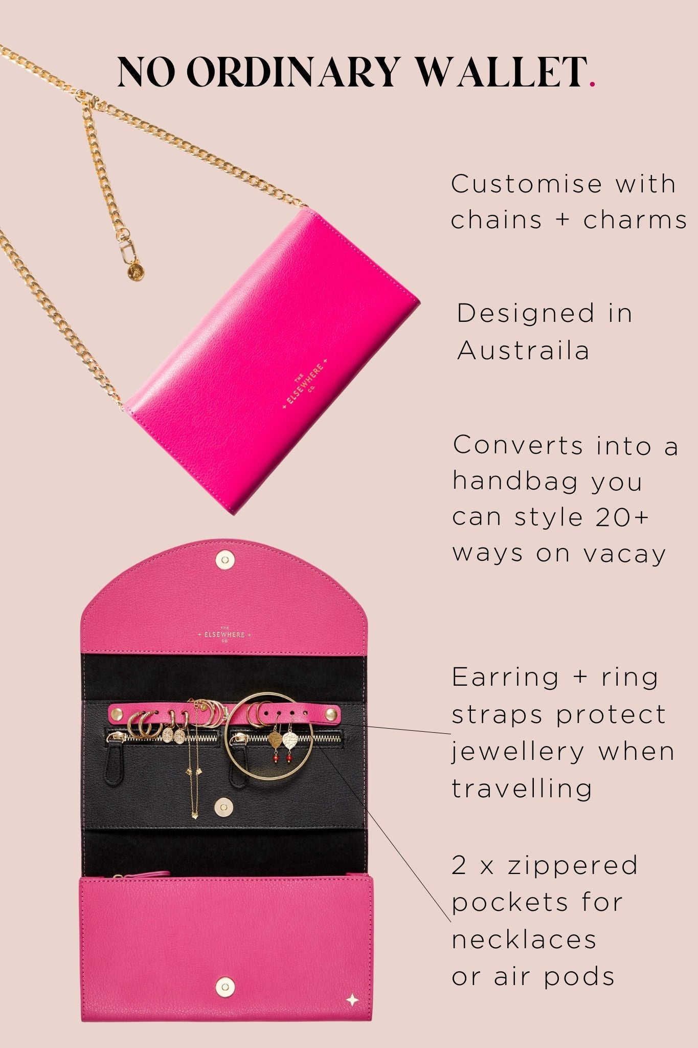 Travel Wallet Set on Chain Pink - The Elsewhere Co - stride