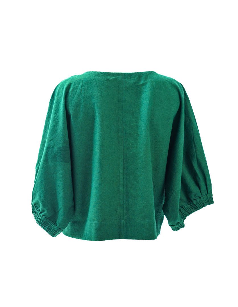 Valerie Top Emerald Green in Linen - Devoi - stride