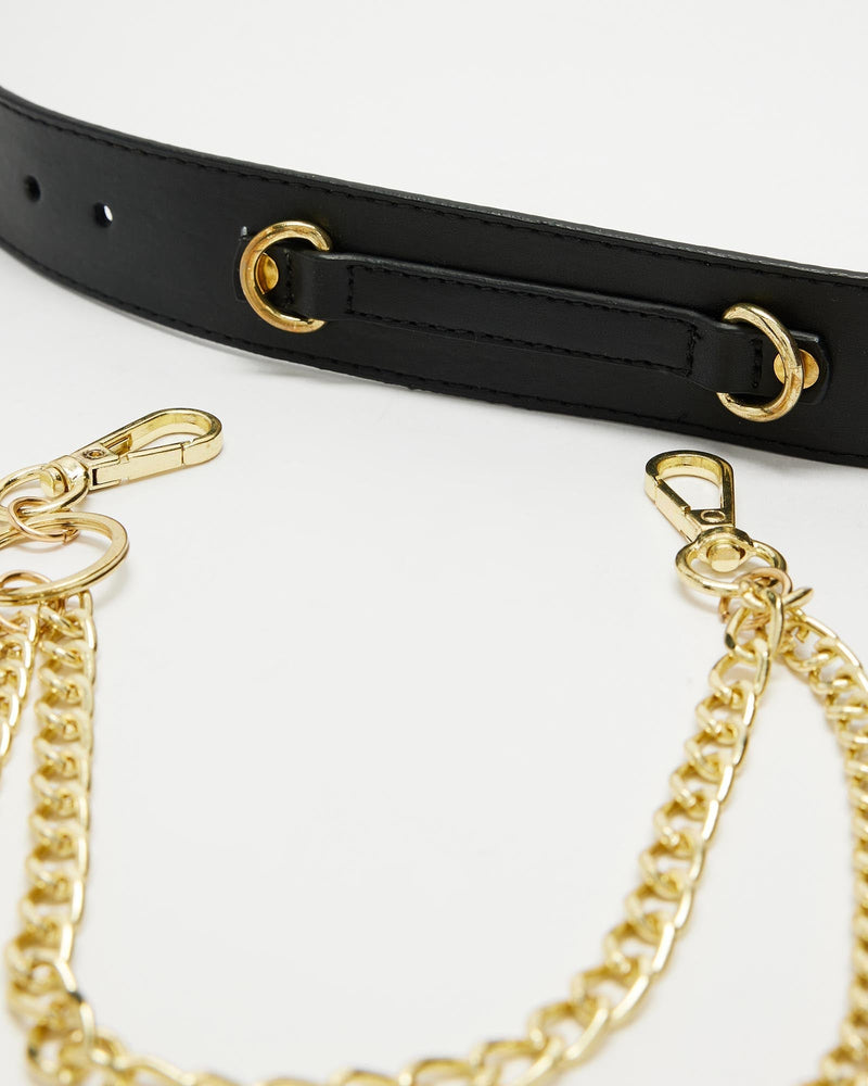 Vegan chain Belt // Black + Gold (Unisex) (ALL Sizes) - Hope & Harvest - stride