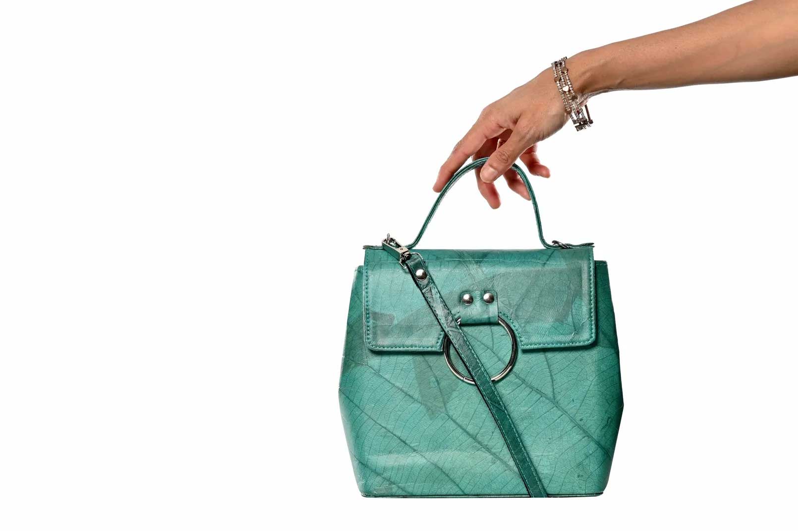 Vegan Leather Handbag - Turquoise - Karuna Dawn - stride