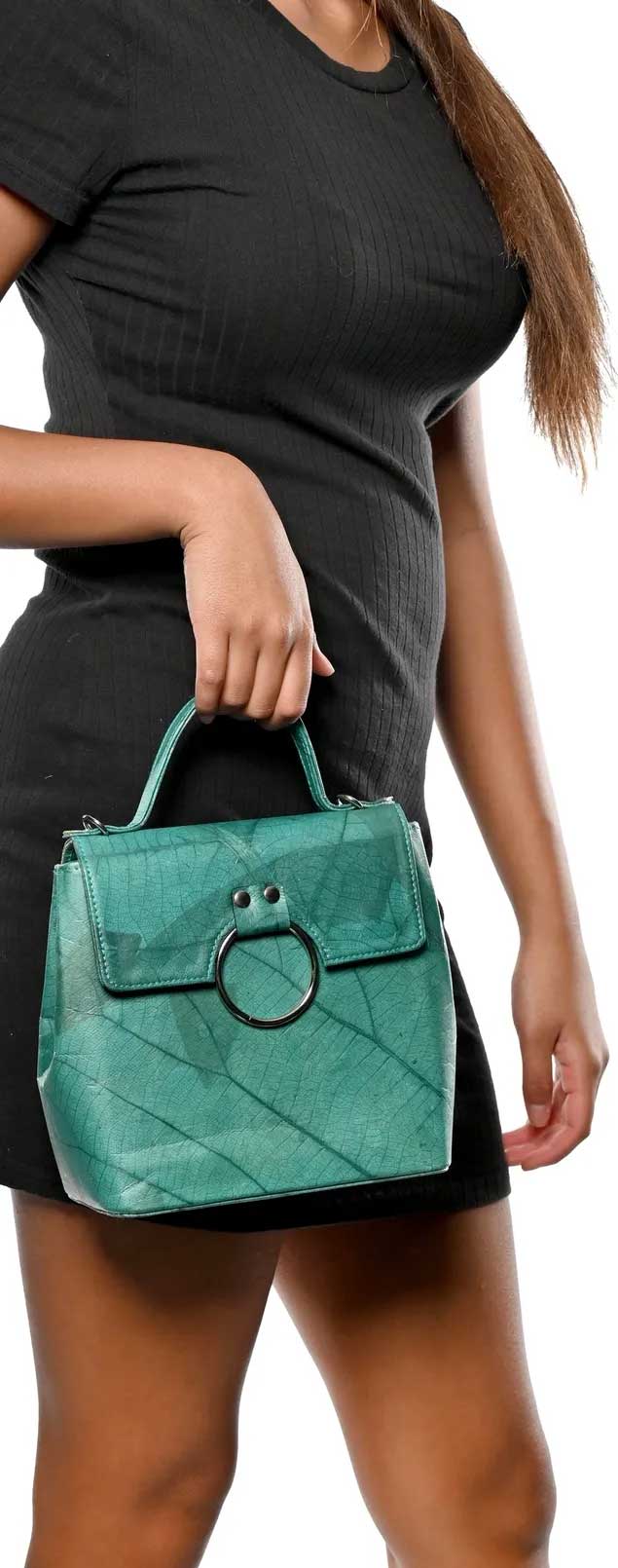 Vegan Leather Handbag - Turquoise - Karuna Dawn - stride