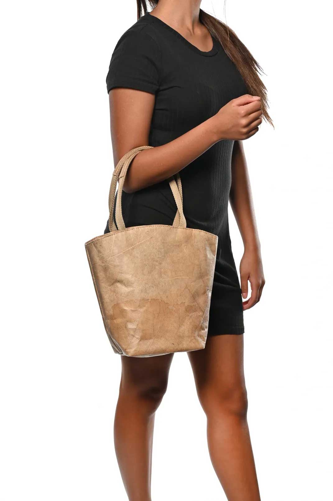 Vegan Leather Tote Bag - Beige - Karuna Dawn - stride