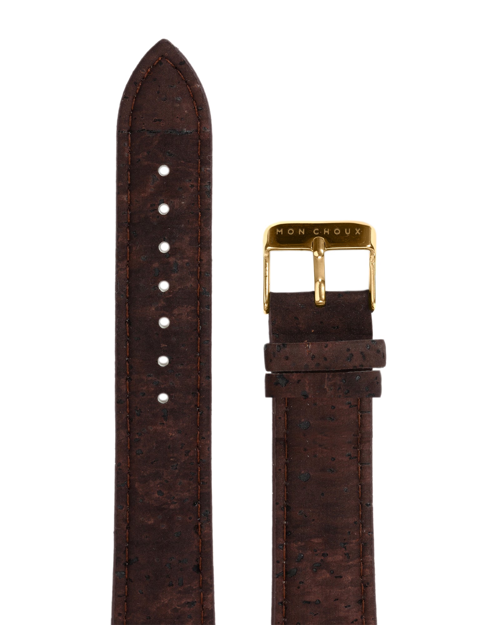 WATCH STRAP - BROWN CORK LEATHER - GOLD BUCKLE | VEGAN - Mon Choux - stride