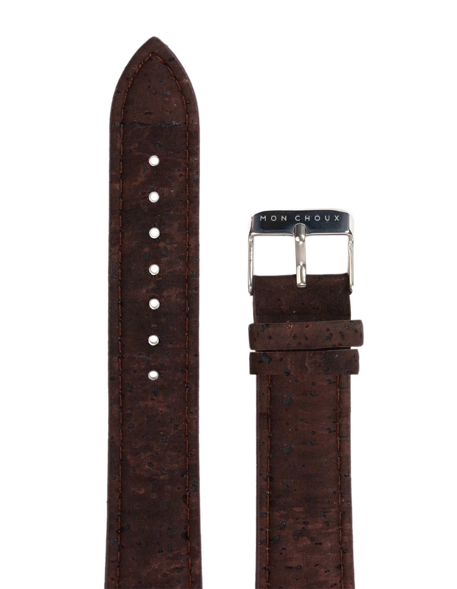 WATCH STRAP - BROWN CORK LEATHER - SILVER BUCKLE | VEGAN - Mon Choux - stride