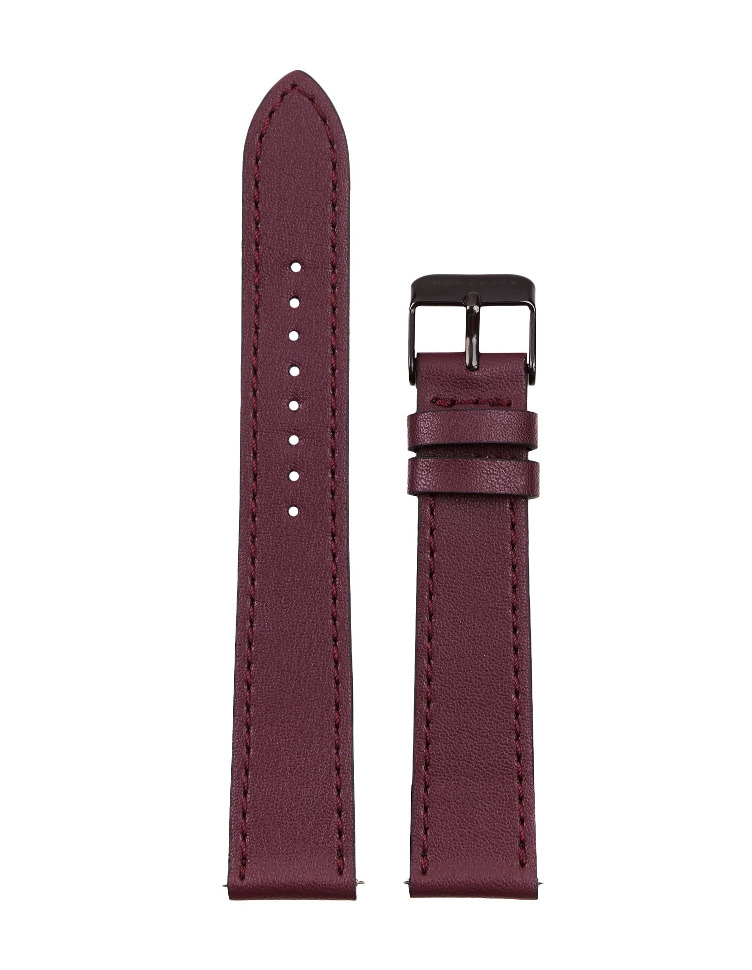 WATCH STRAP - BURGUNDY VEGAN LEATHER - BLACK BUCKLE | GRAPE 18MM - Mon Choux - stride