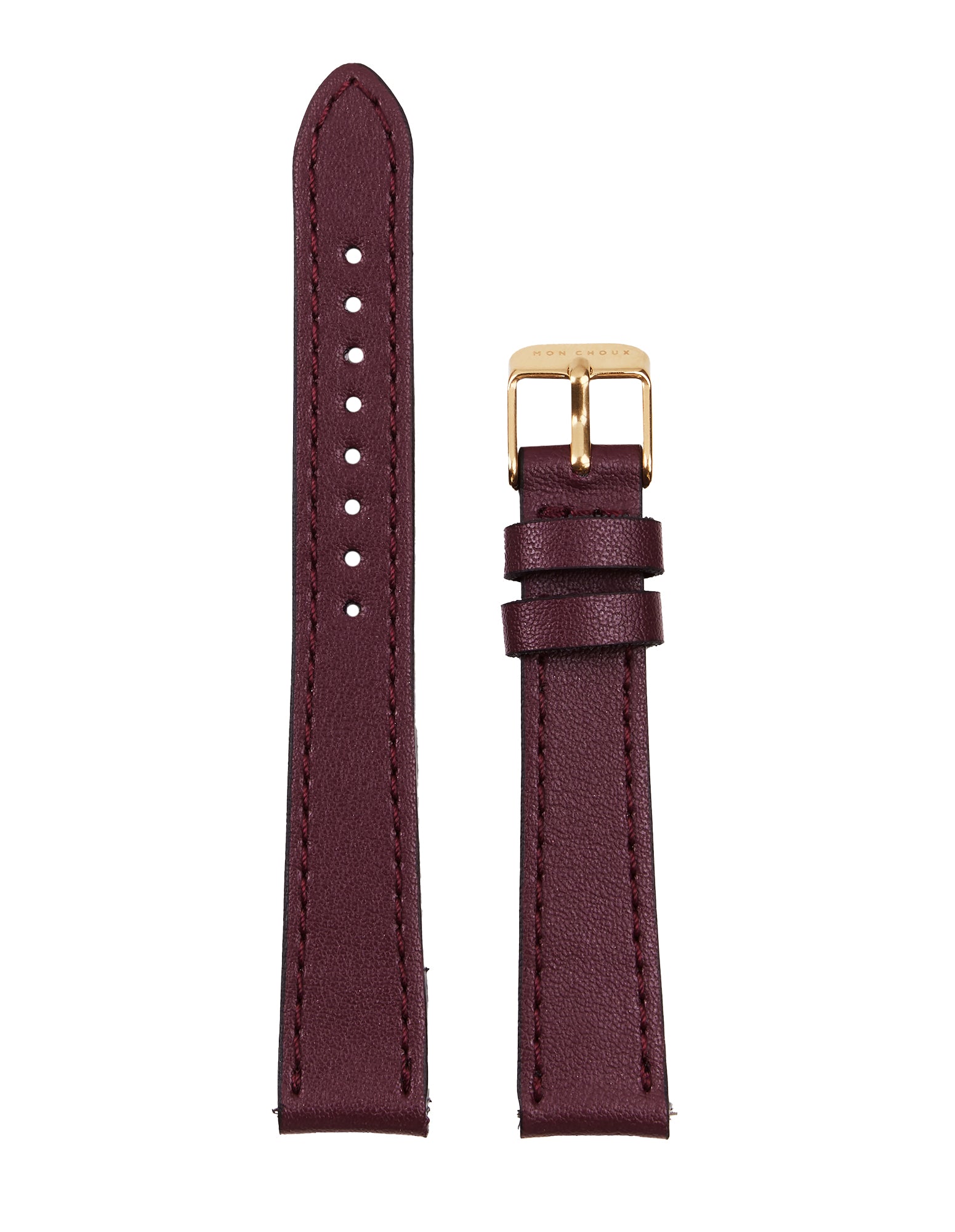 WATCH STRAP - BURGUNDY VEGAN LEATHER - GOLD BUCKLE | GRAPE 14MM - Mon Choux - stride