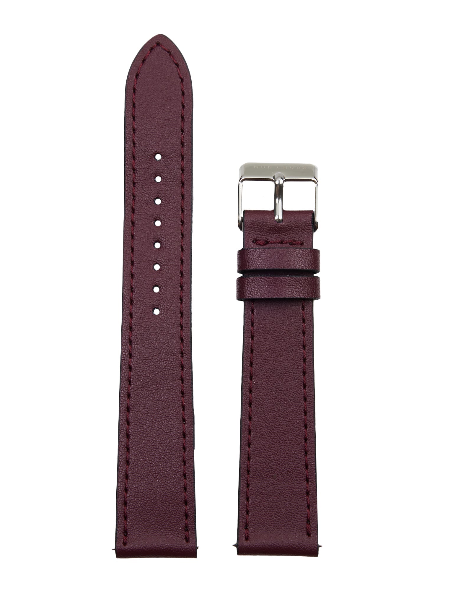 WATCH STRAP - BURGUNDY VEGAN LEATHER - SILVER BUCKLE | GRAPE 18MM - Mon Choux - stride