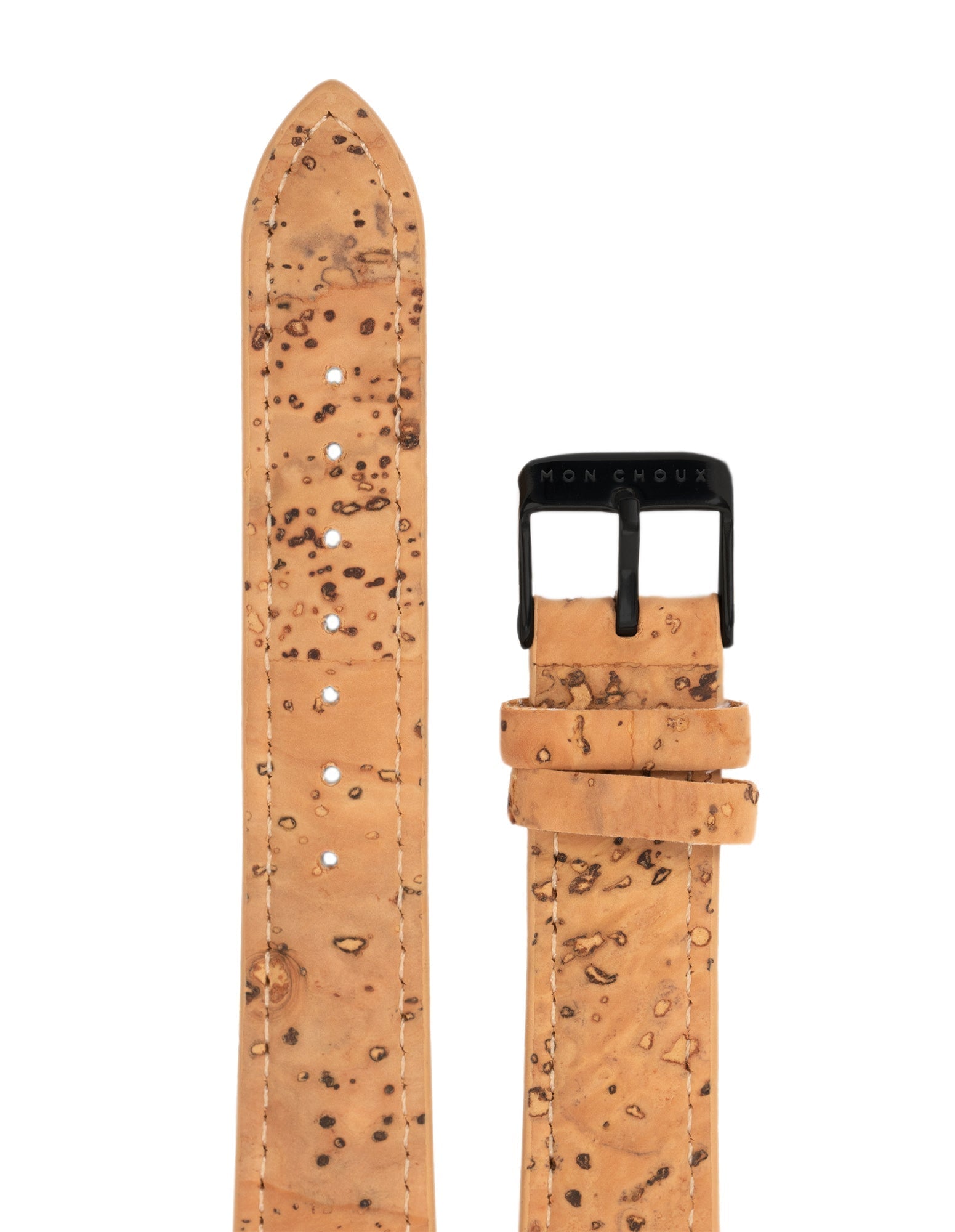 WATCH STRAP - NATURAL CORK LEATHER - BLACK BUCKLE | VEGAN - Mon Choux - stride