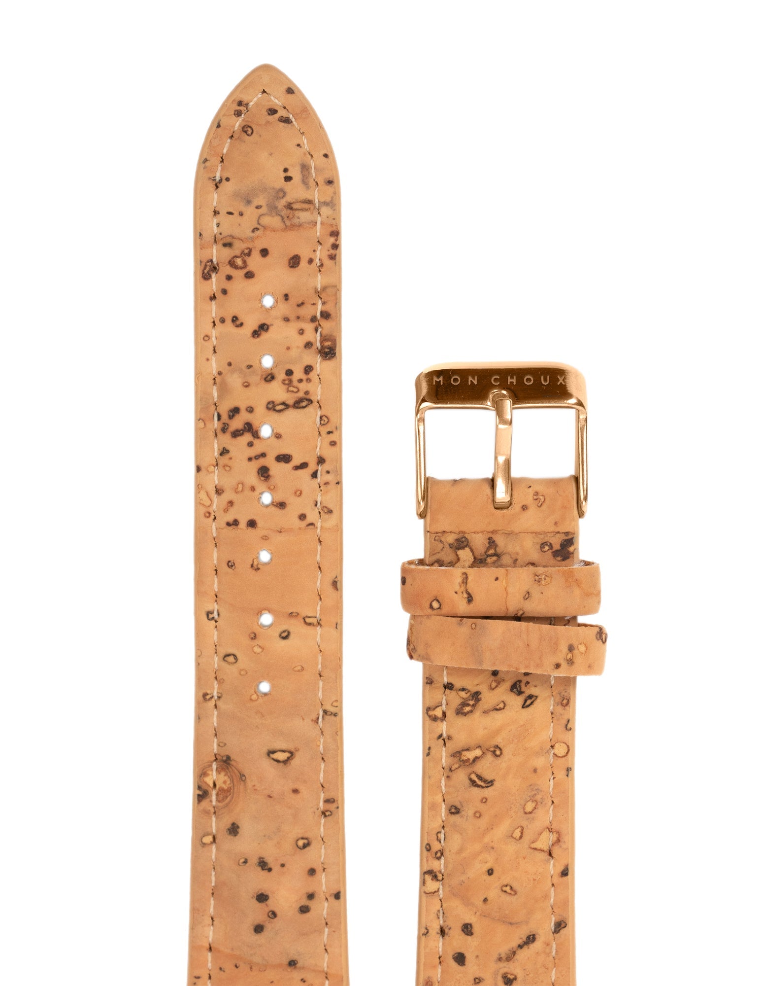 WATCH STRAP - NATURAL CORK LEATHER - ROSE GOLD BUCKLE | VEGAN - Mon Choux - stride