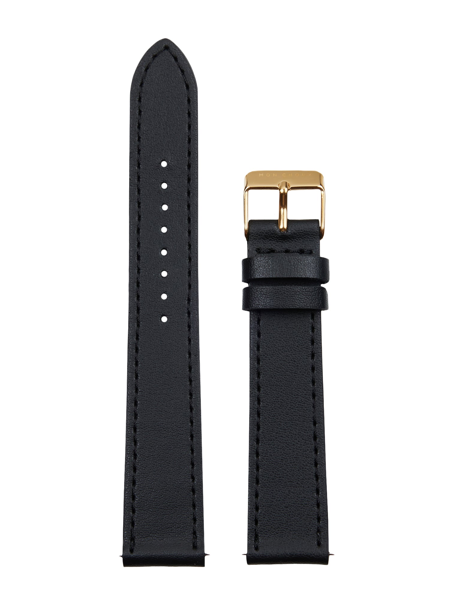 WATCH STRAP - NOIR VEGAN LEATHER - GOLD BUCKLE | GRAPE 18MM - Mon Choux - stride