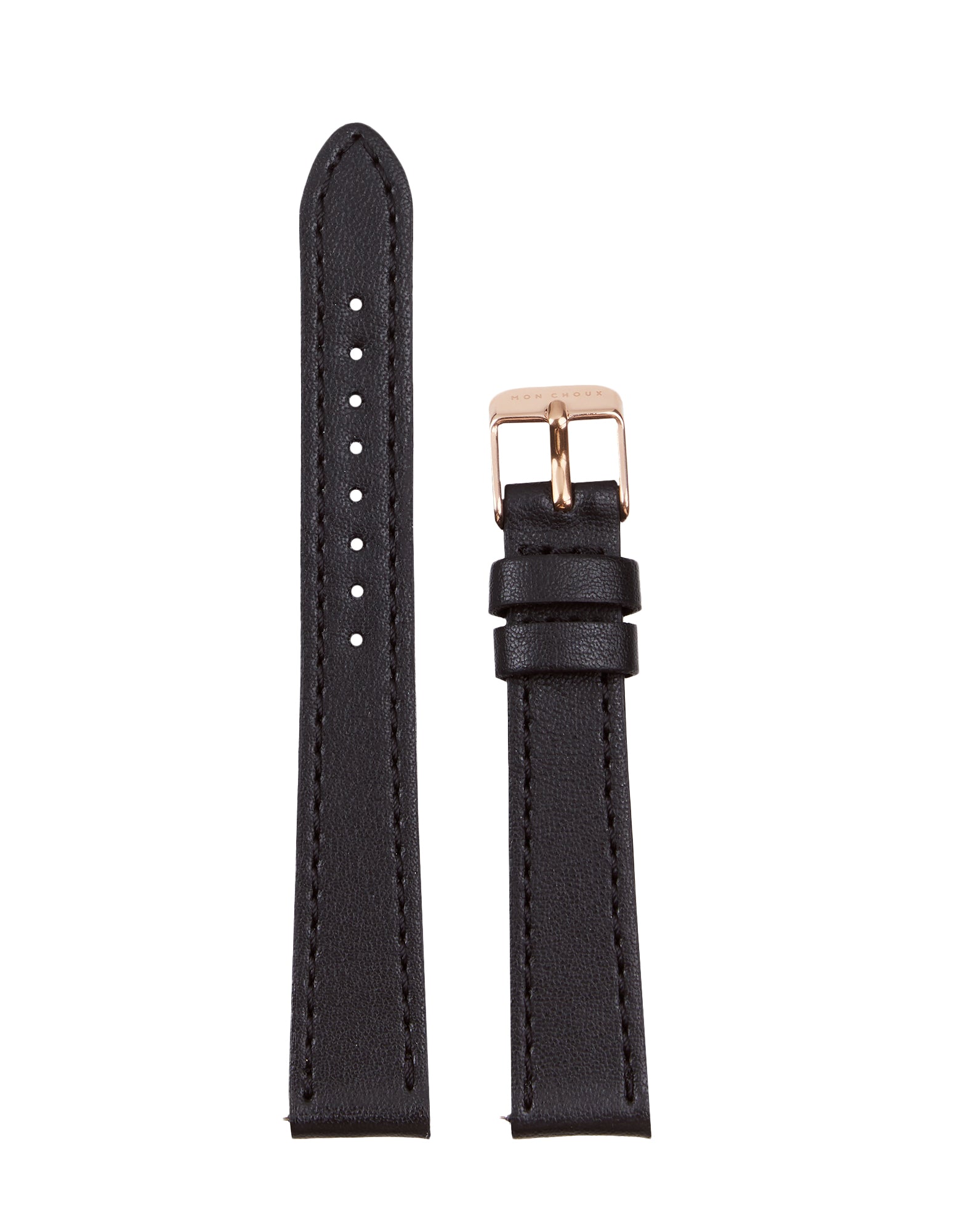 WATCH STRAP - NOIR VEGAN LEATHER - ROSE GOLD BUCKLE | GRAPE 14MM - Mon Choux - stride